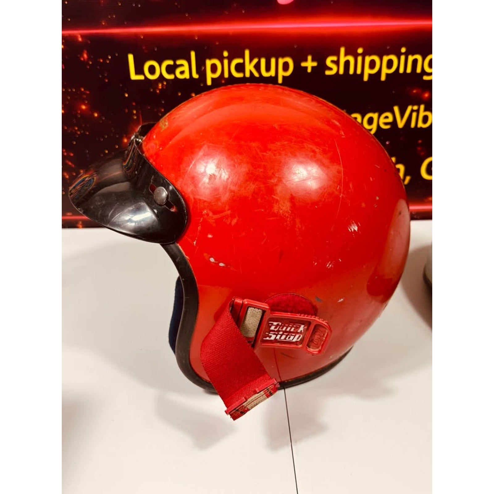 Vintage Retro Motorcycle Helmet Lot Open Face Biker Scooter Cafe Racer Prop Display
