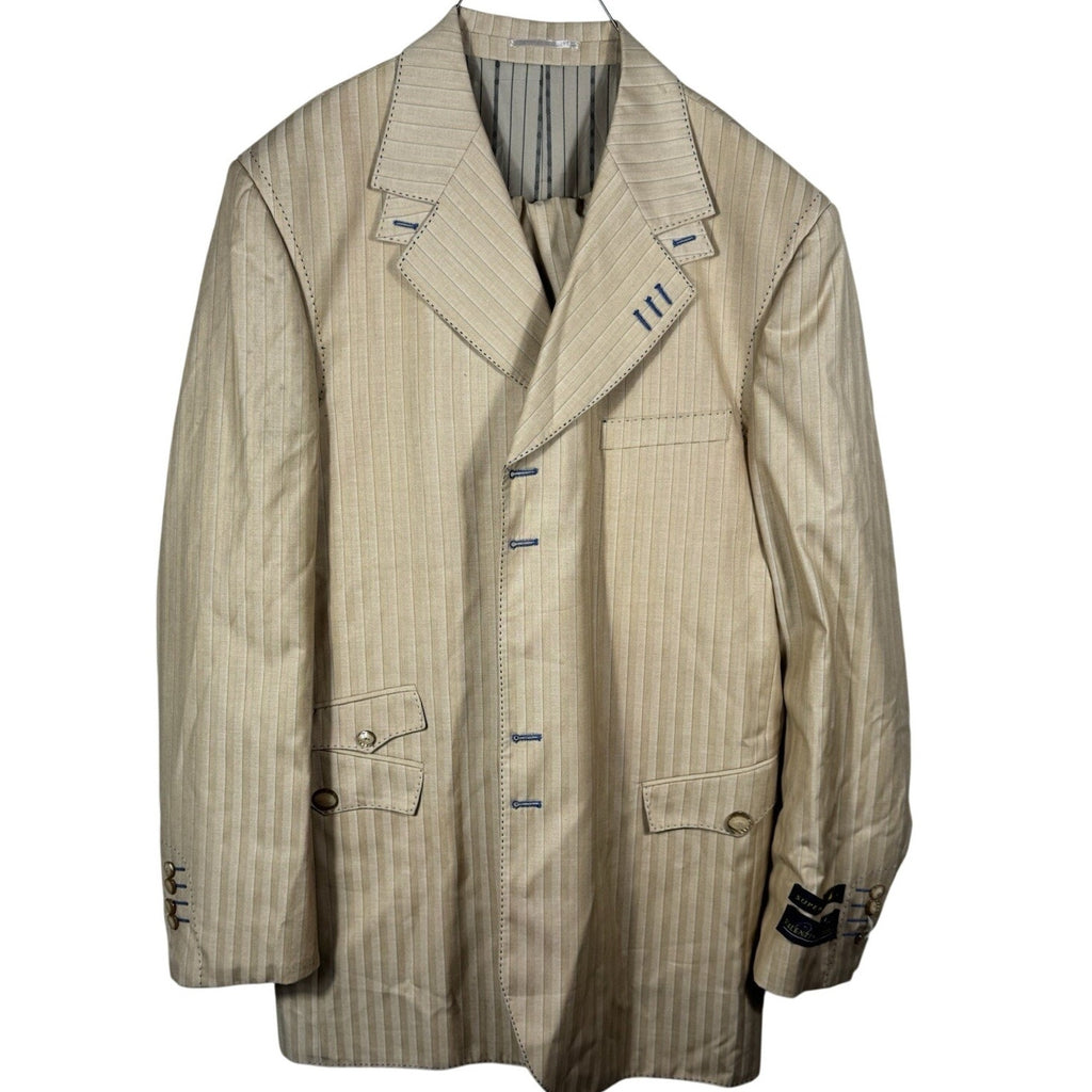Valentino Ferrel Superior 150’s Beige Pinstripe Suit Men’s 48L 2-Piece Italy 43