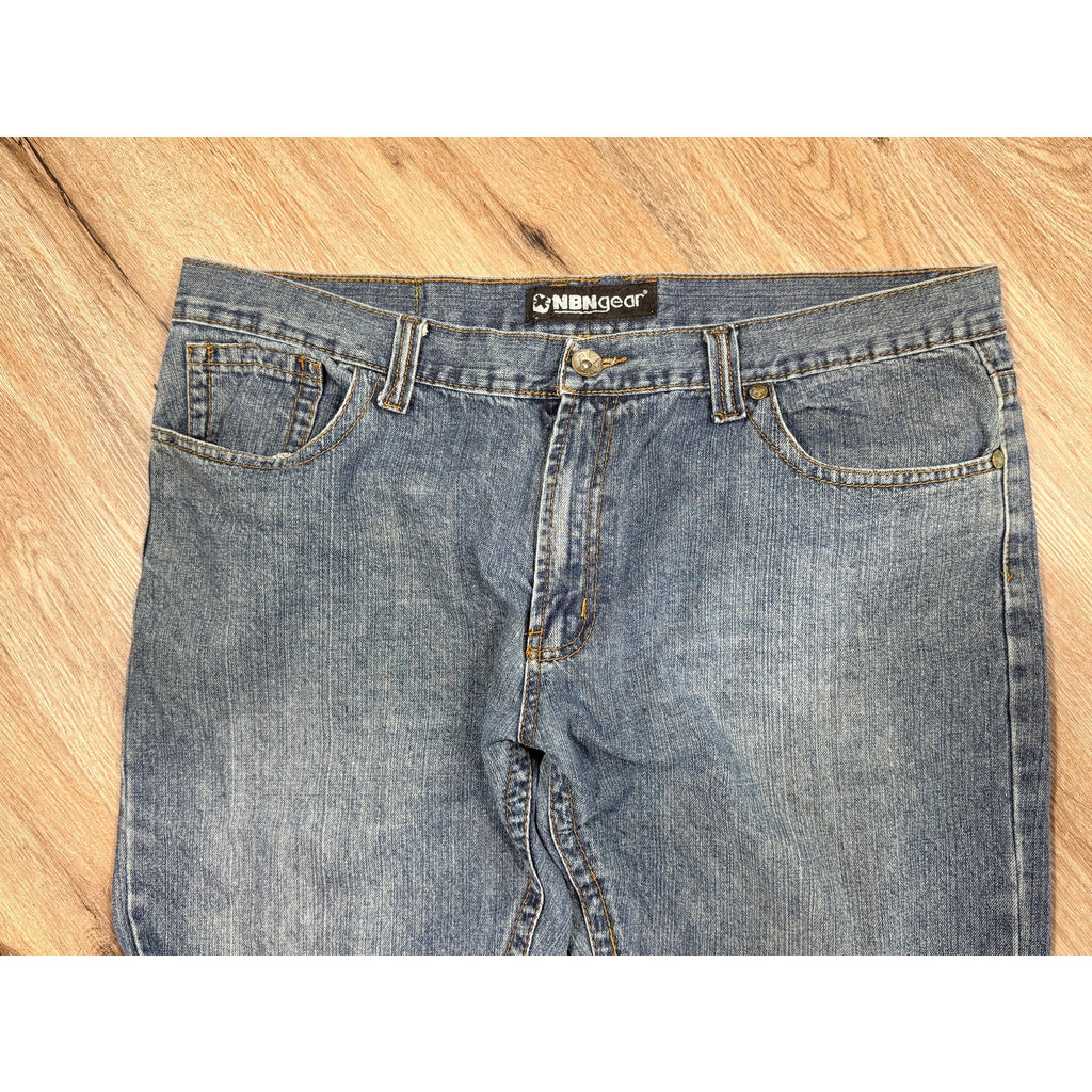 NBN Gear Embroidered Flap Pocket Jeans Men’s 42x32 Baggy Y2K Blue Denim Skater