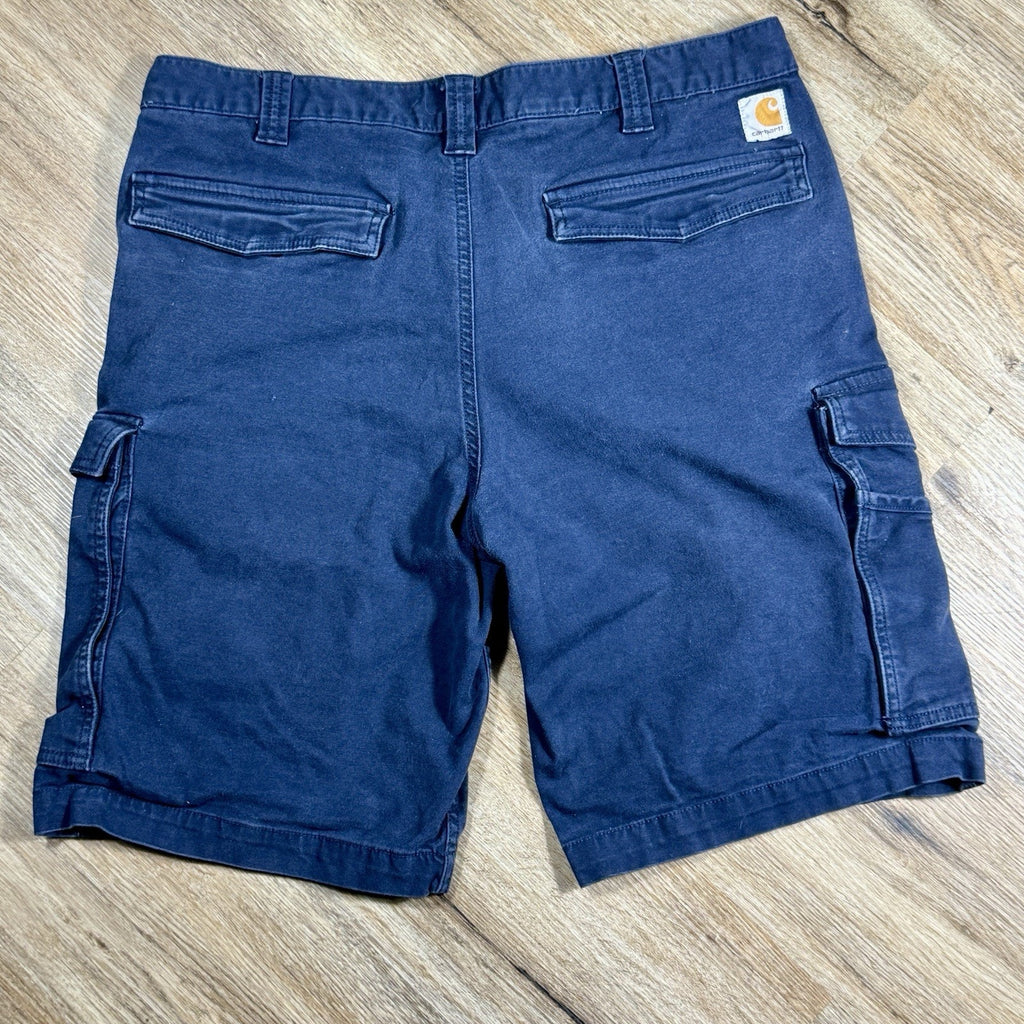 Carhartt Rugged Flex Cargo Work Shorts Men's 34 x 9.5 Navy Relaxed Fit Canvas