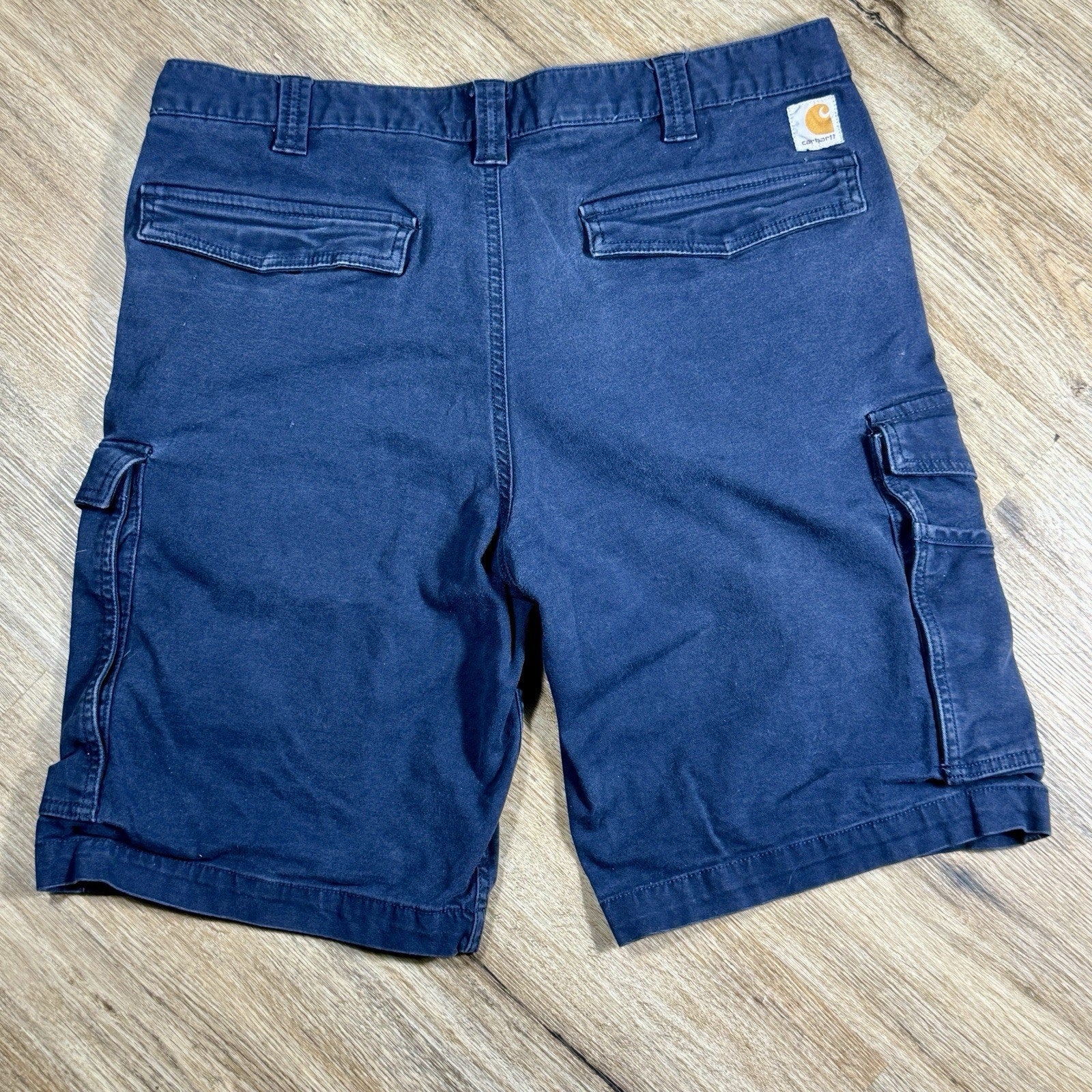 Carhartt Rugged Flex Cargo Work Shorts Men's 34 x 9.5 Navy Relaxed Fit Canvas