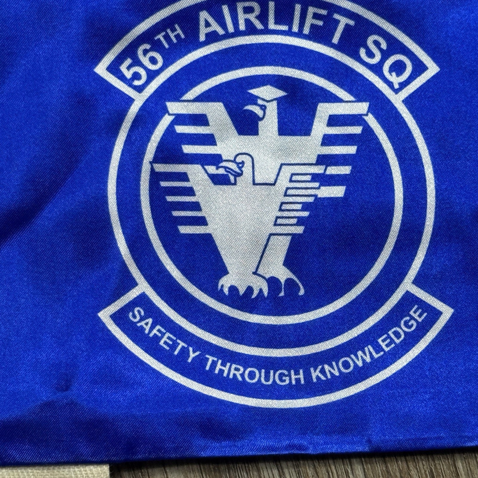 Rama World 56th Airlift Squadron USAF Pilot Scarf Blue C-5 Galaxy Made In USA