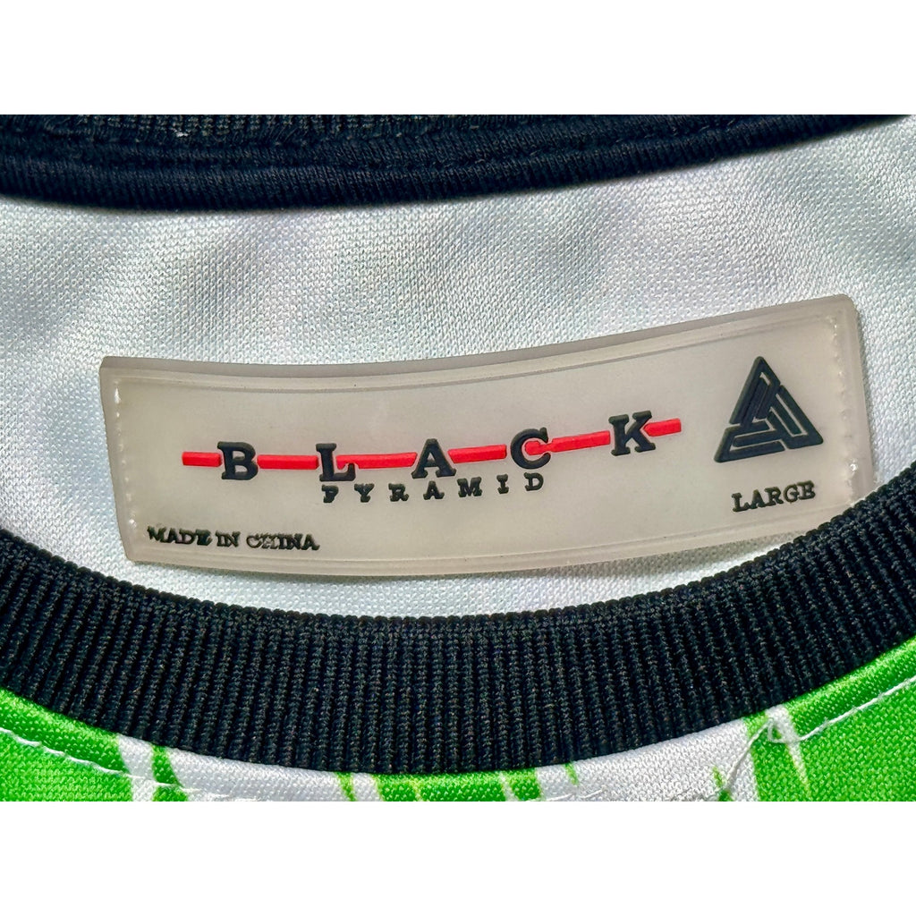 Black Pyramid Nigeria Inspired Soccer Jersey Zig Zag 86 Green White Large