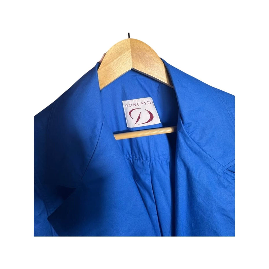 Vtg Doncaster Blue Trench Coat Belted Lightweight Long Jacket Women’s Small S/M