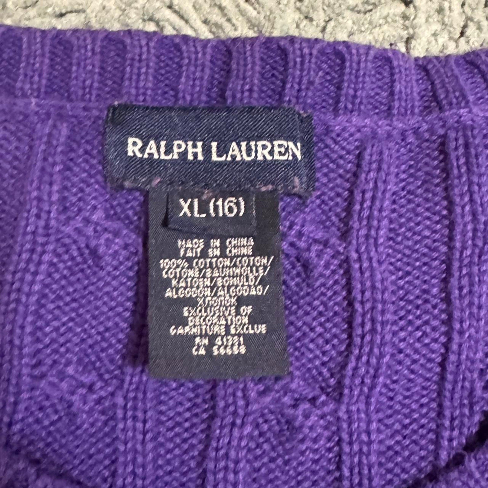 Ralph lauren purple cable knit