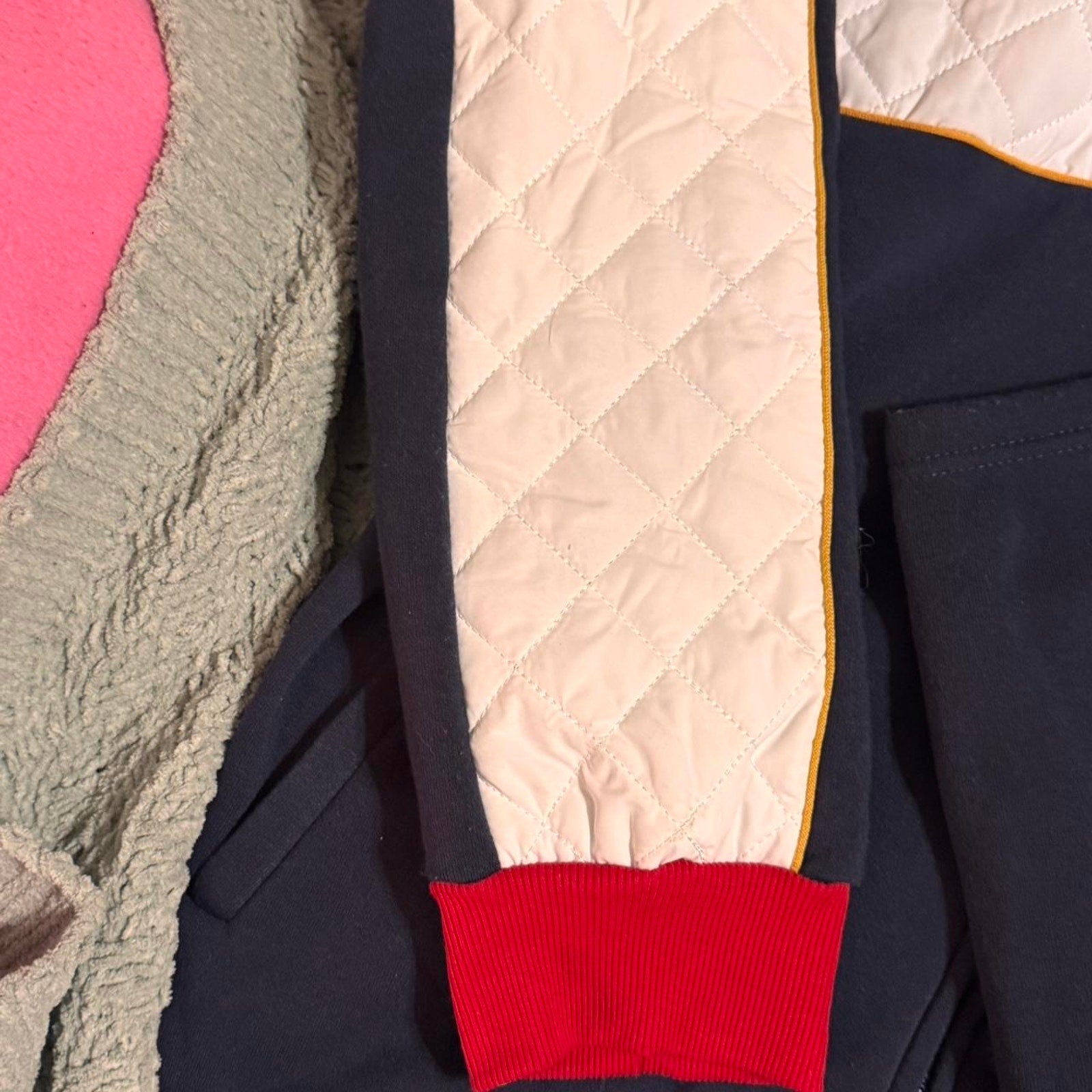 Red Ape Tracksuit 3XL Colorblock Quilted Jogger Jacket Navy Red Cream Streetwear