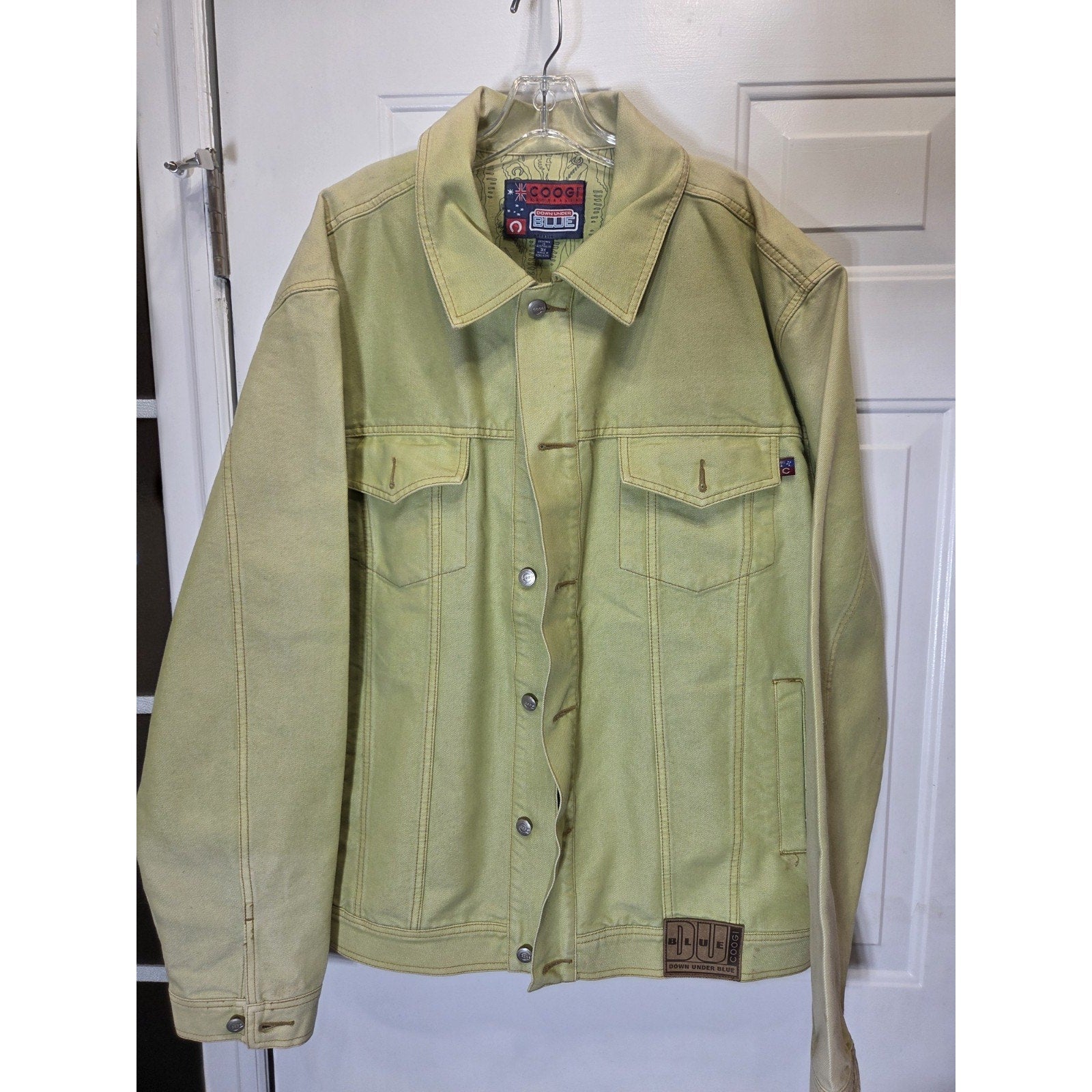 COOGI Down Under Blue Denim Jacket Mens 3XL Olive Green Trucker Vintage