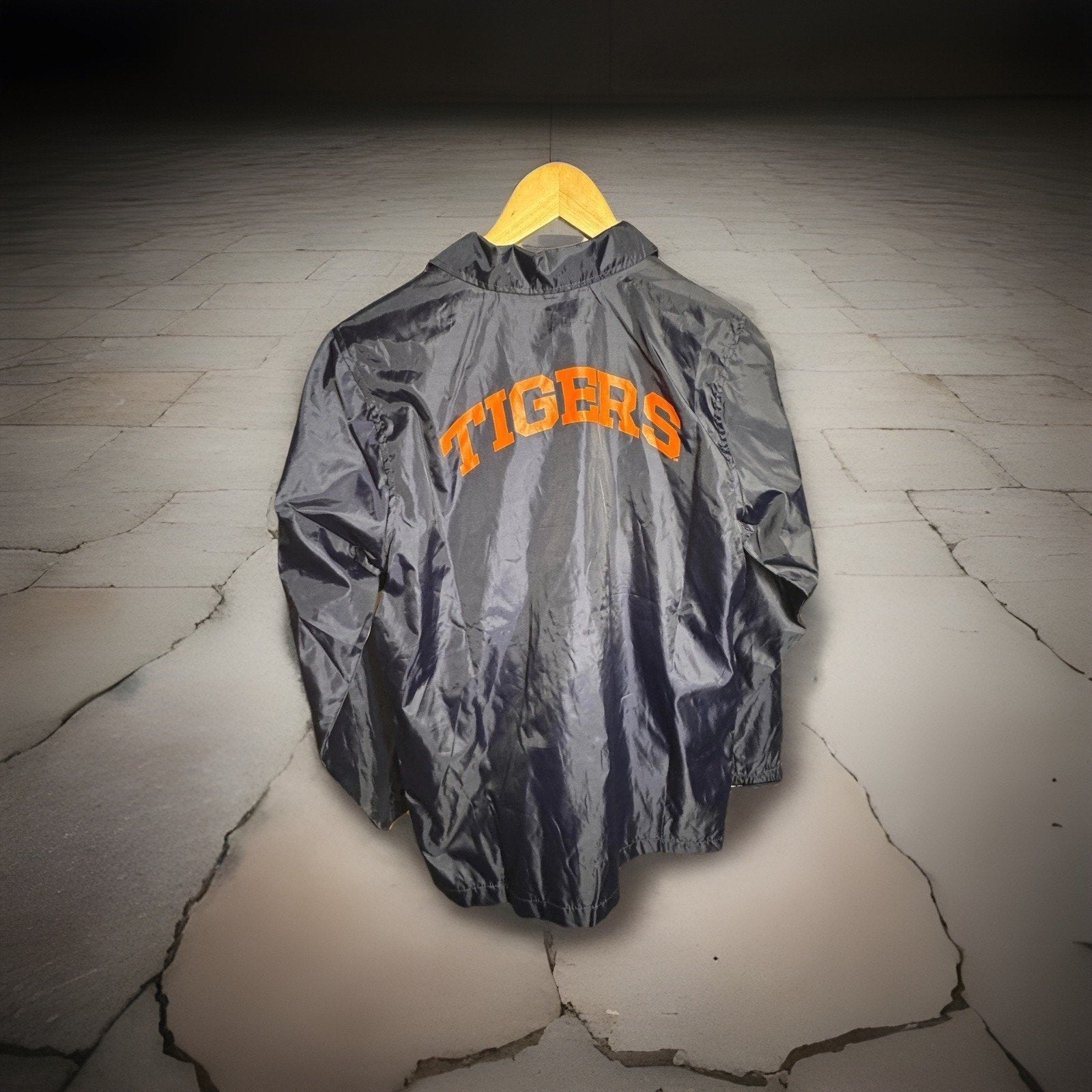 Vtg Auburn Tigers NCAA Coaches Snap Front Windbreaker Jacket Blue Youth L 14/16