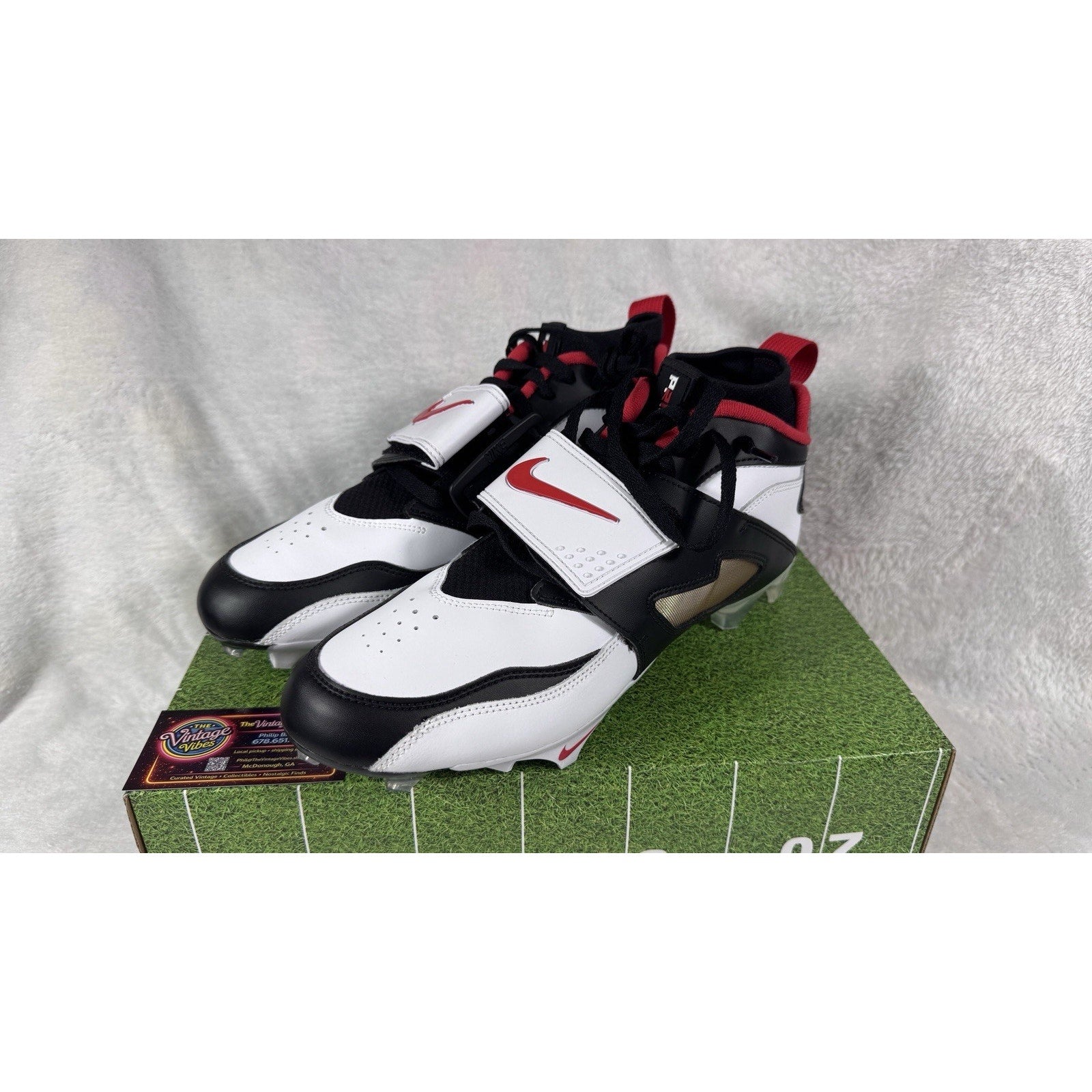 Nike Diamond Turf 93 TD Football Cleats Men’s 11 White Black Red HF5298-100 New