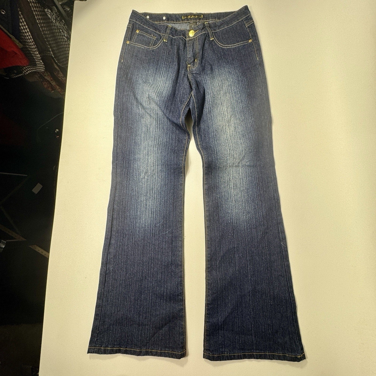 Southpole Studded Pocket Flare Bootcut Jeans Womens Size 11 Y2K Dark Wash
