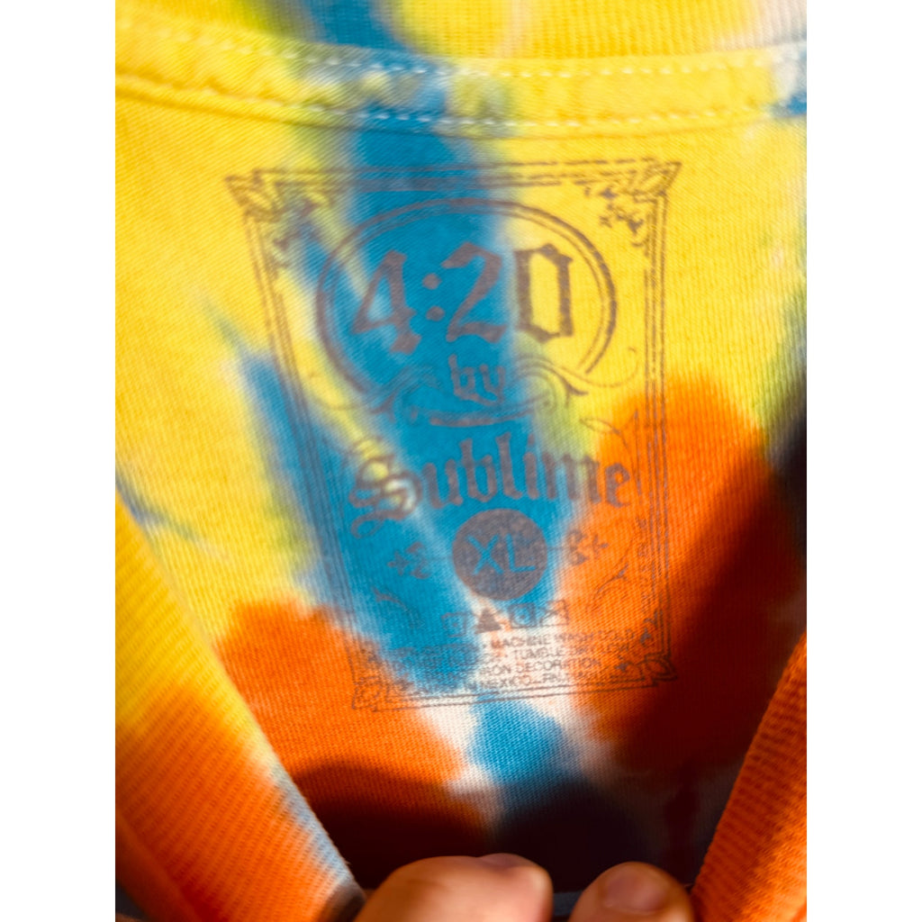 Vintage Sublime 4:20 Tie Dye Cut Off Band Tee Tank Top XL 90s Y2K Grunge Rare