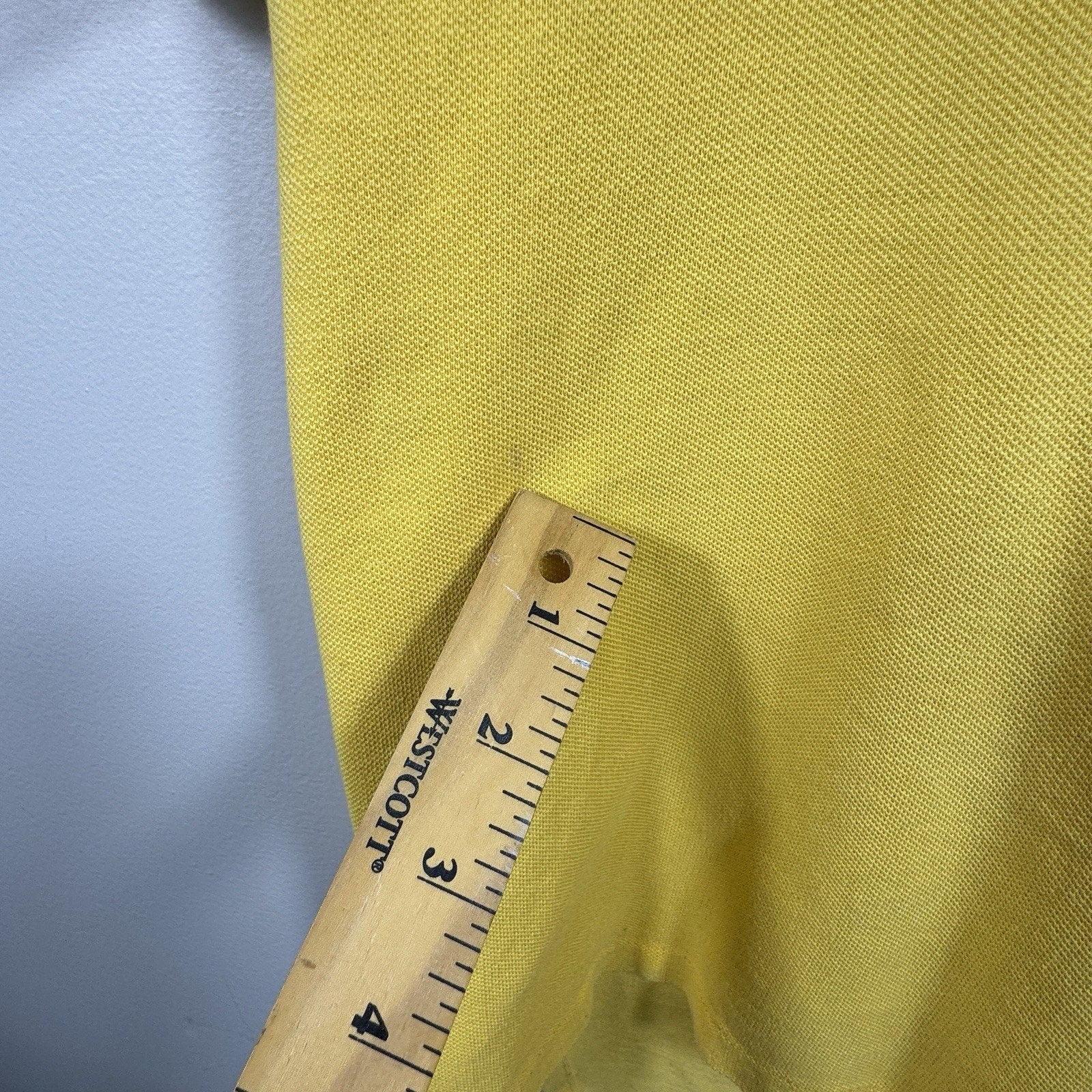 Vtg 60s-70s IZOD Lacoste Yellow Polo Shirt Crocodile Logo Cotton Mens Slim S XS