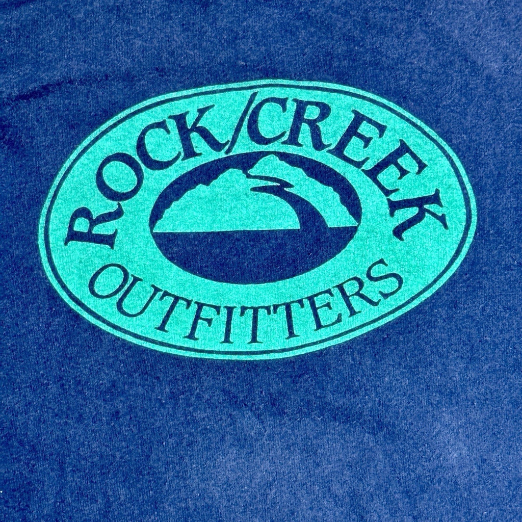 Vtg 90s Lee USA Rock Creek Outfitters Hiking Camping Graphic T Shirt L