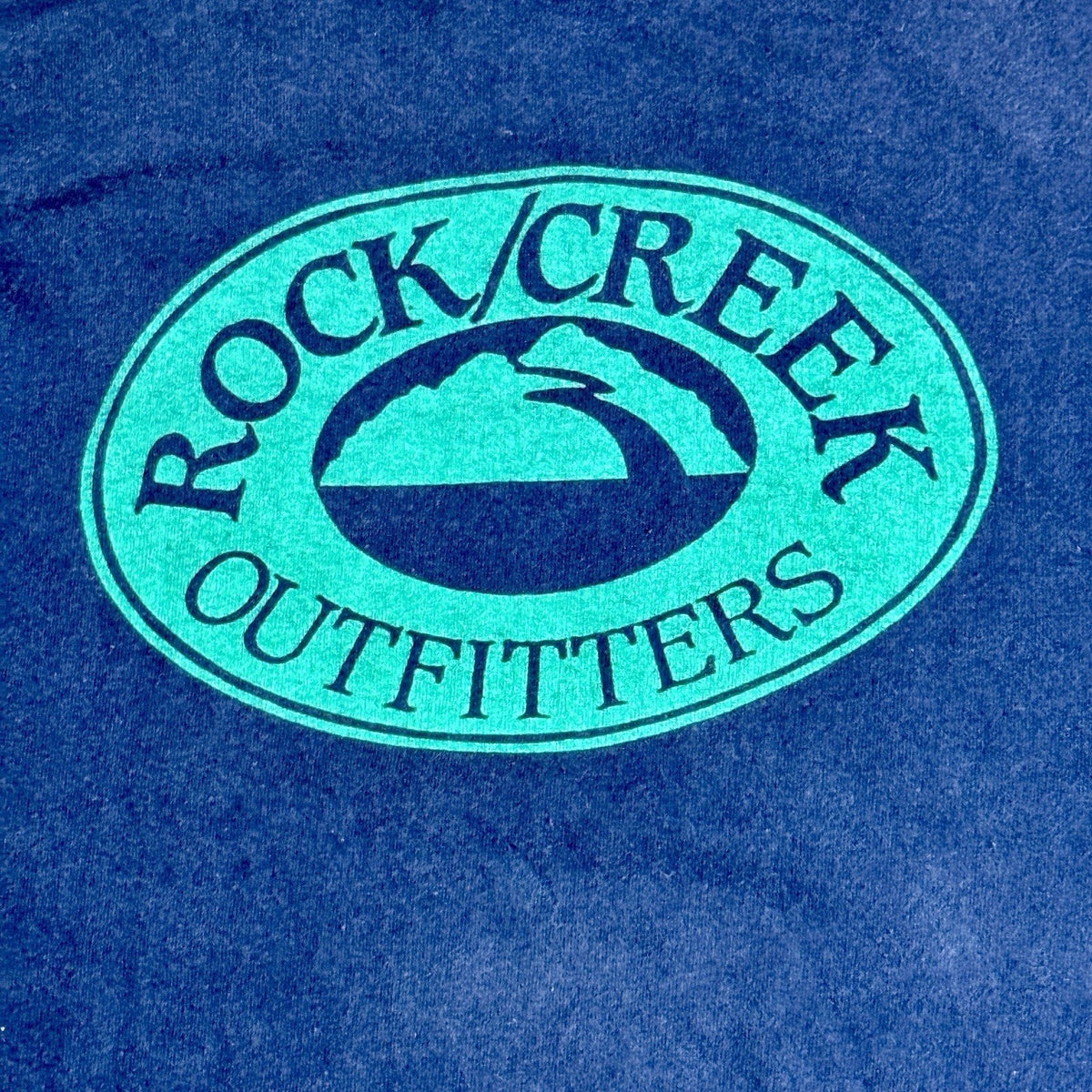 Vtg 90s Lee USA Rock Creek Outfitters Hiking Camping Graphic T Shirt L