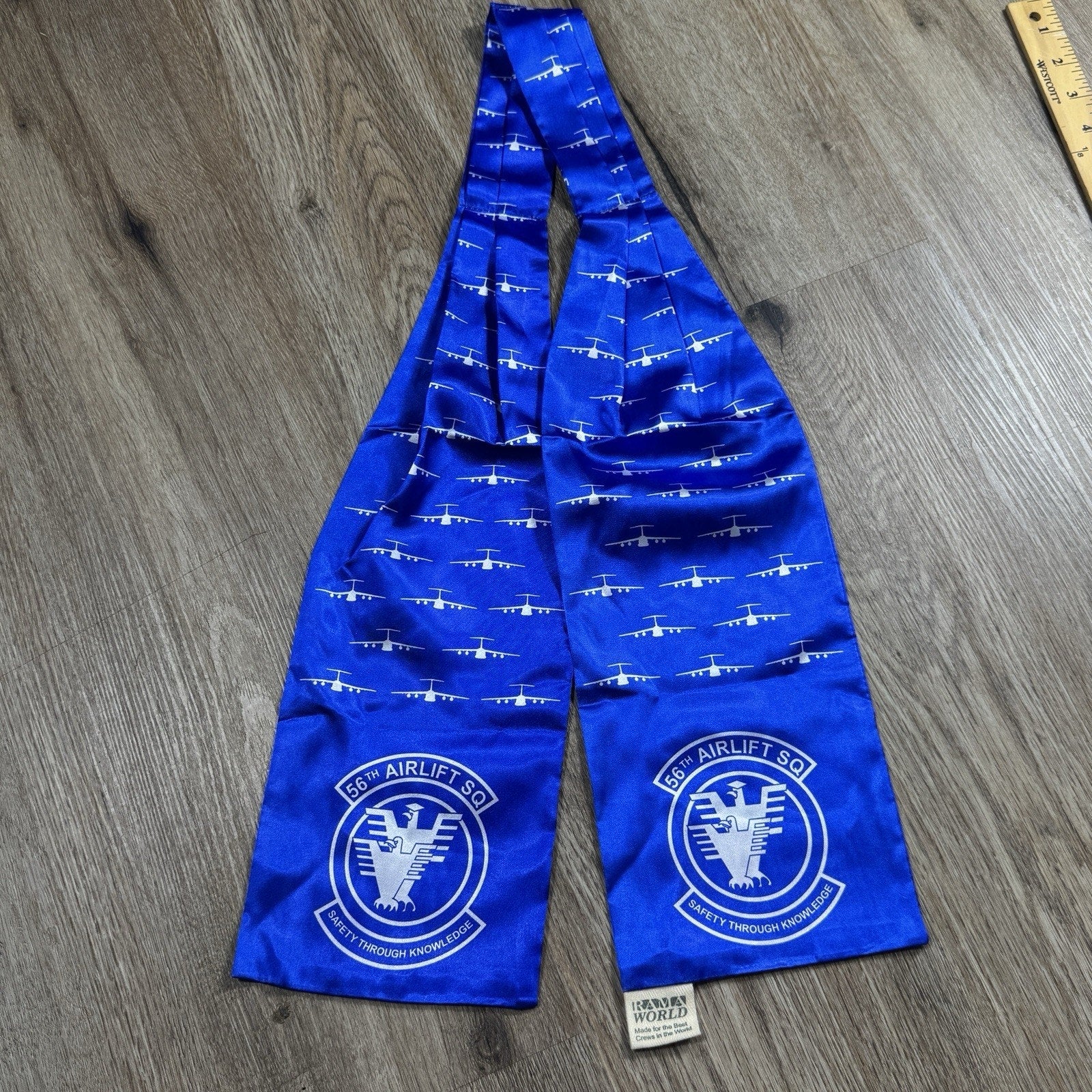 Rama World 56th Airlift Squadron USAF Pilot Scarf Blue C-5 Galaxy Made In USA