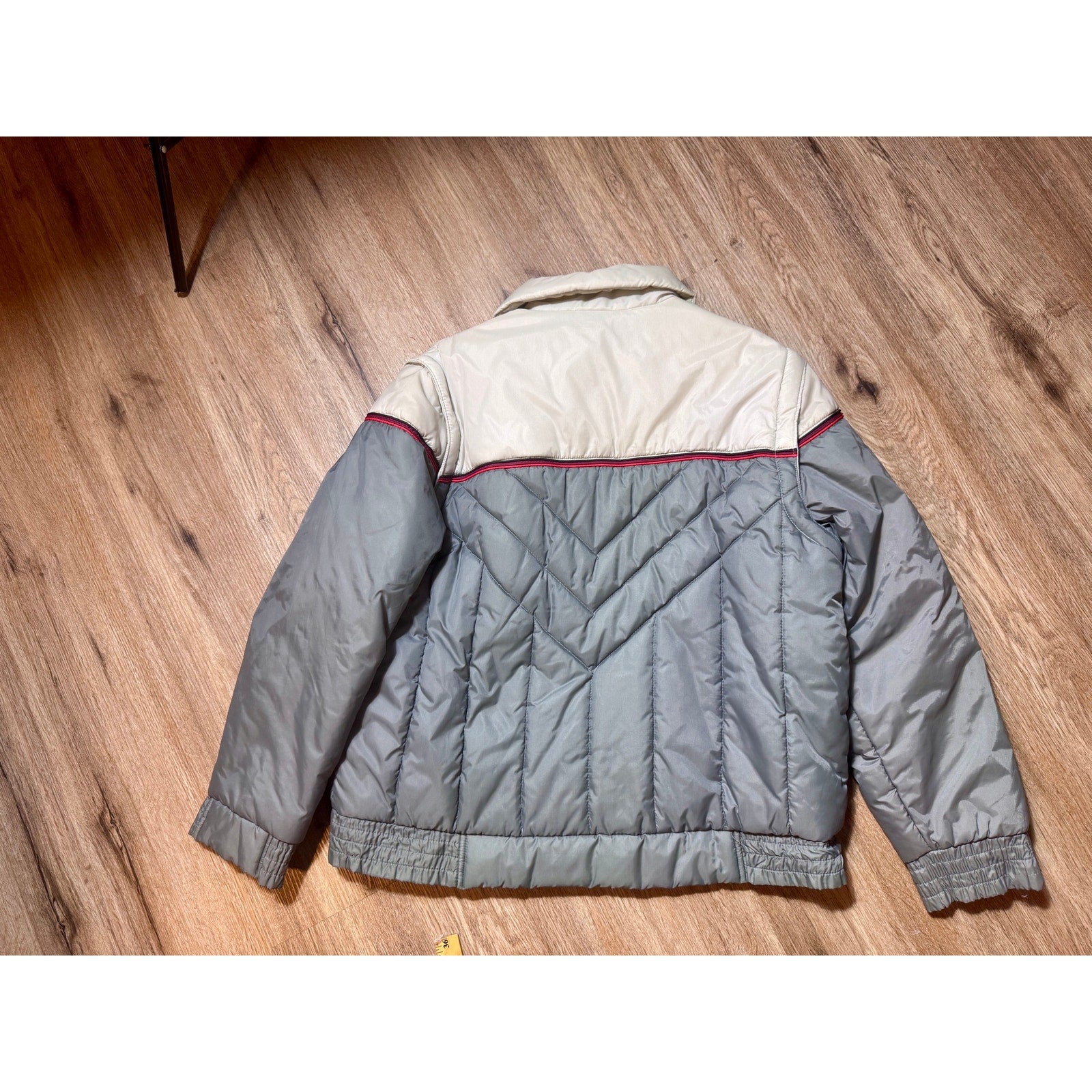 Vintage Current Seen Puffer Jacket & Vest Gray Beige Zip-Off Sleeves XL Korea