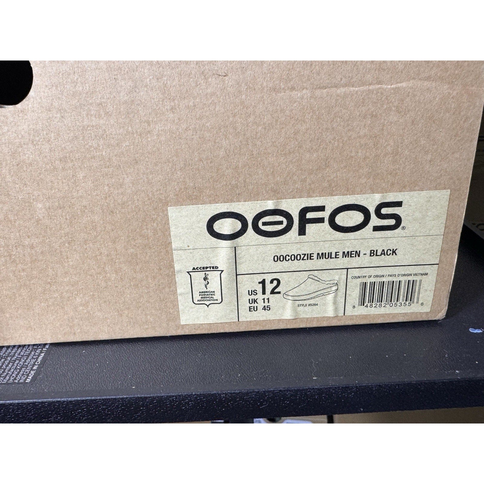 OOFOS OOcoozie Mule Men’s Slip-On Shoes Black Size 12 Comfort Recovery Clogs