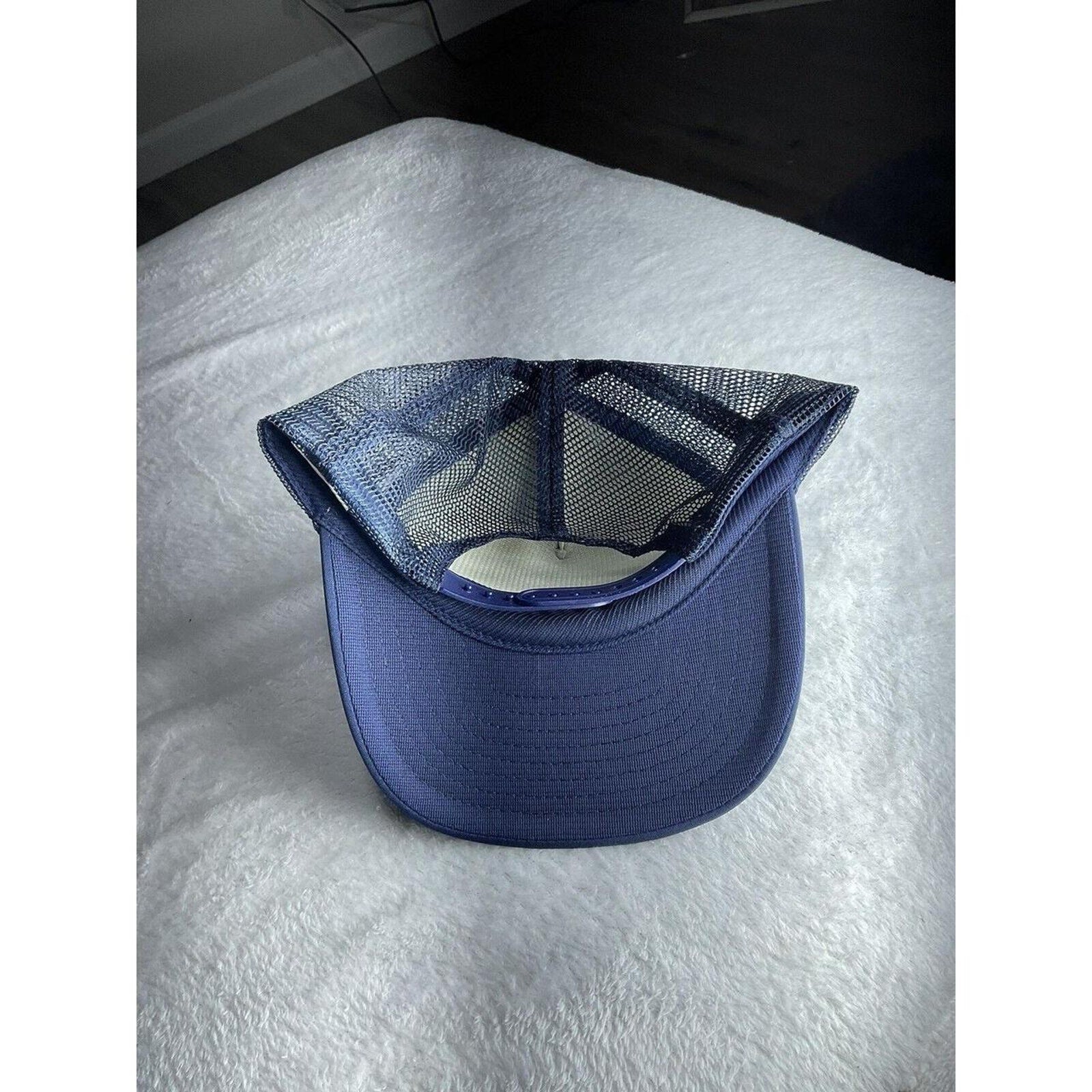 Vintage Atlanta Tire Specialist Bandog Blue Mesh Snapback Trucker Hat Nissin Cap