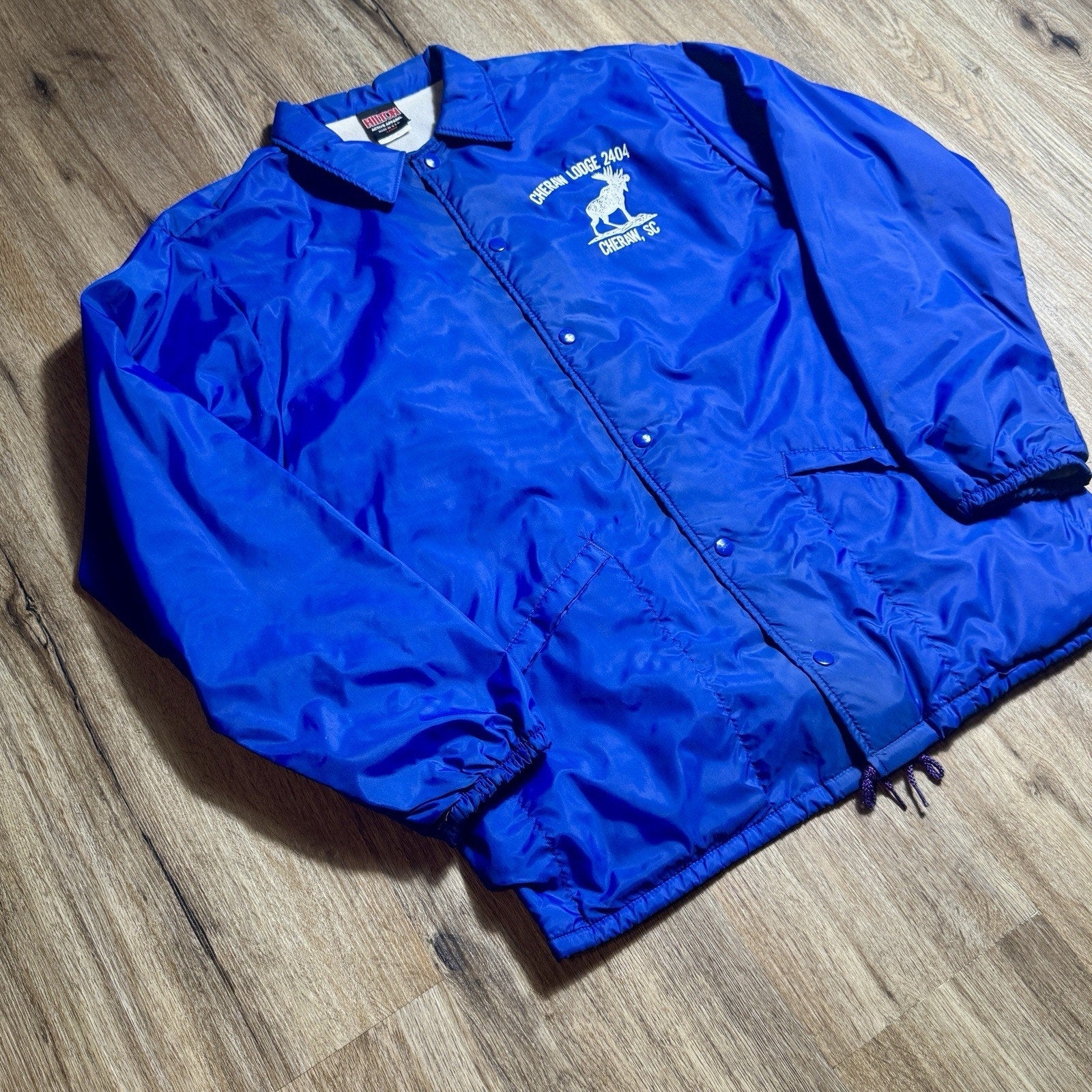 Vintage Hilton Active Apparel Coach Jacket Cheraw SC Lodge 2404 Moose Made USA L