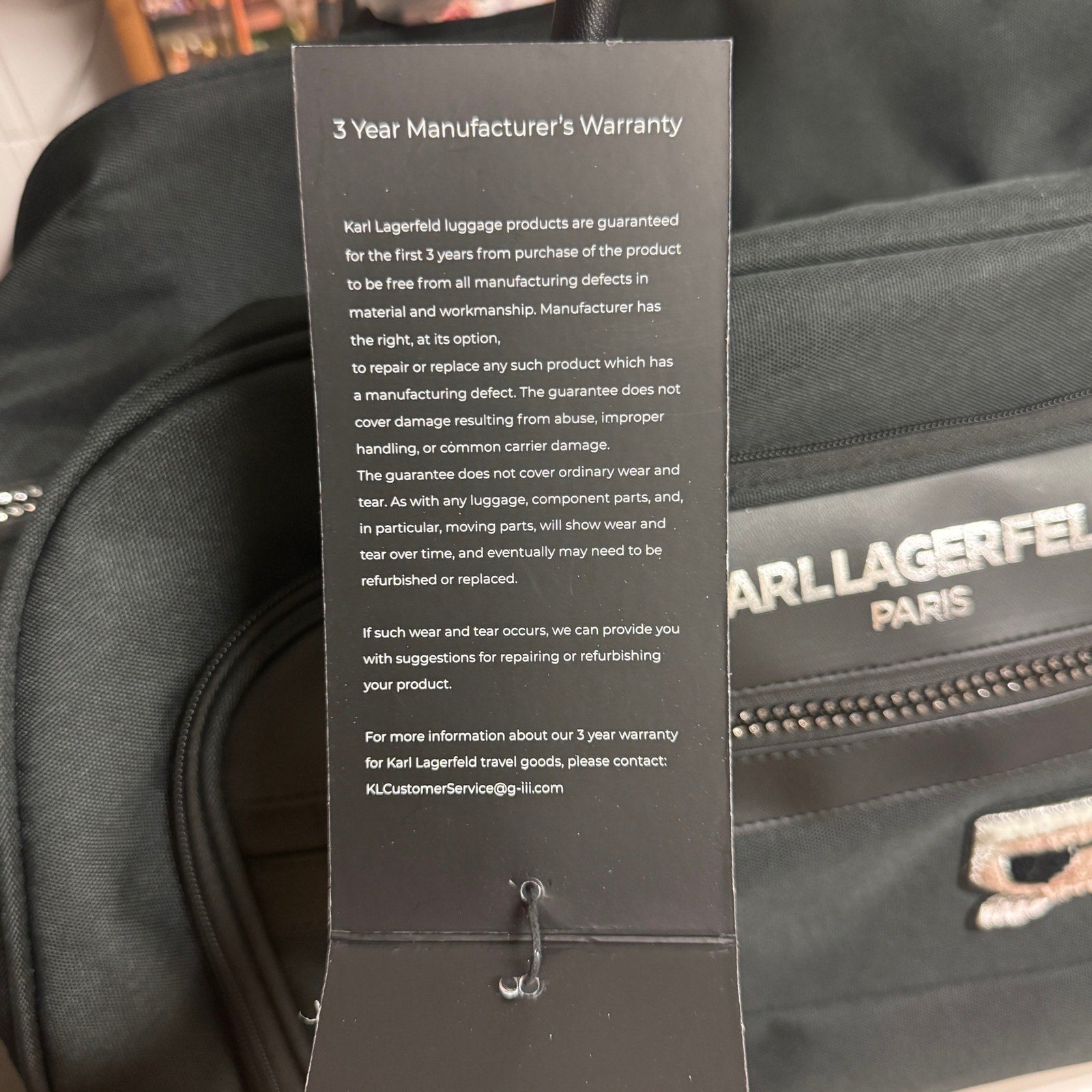 Karl Lagerfeld Paris Ikonik Rolling Weekender Duffel Carry On Luggage Black NWT