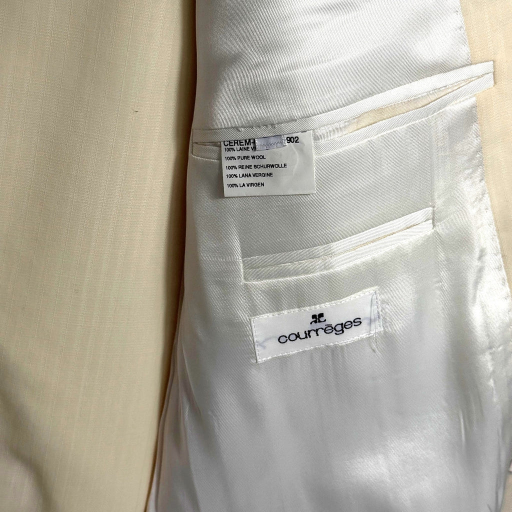 NWT Courrèges Homme Ivory Virgin Wool 2 Piece Suit EU 47 French Designer