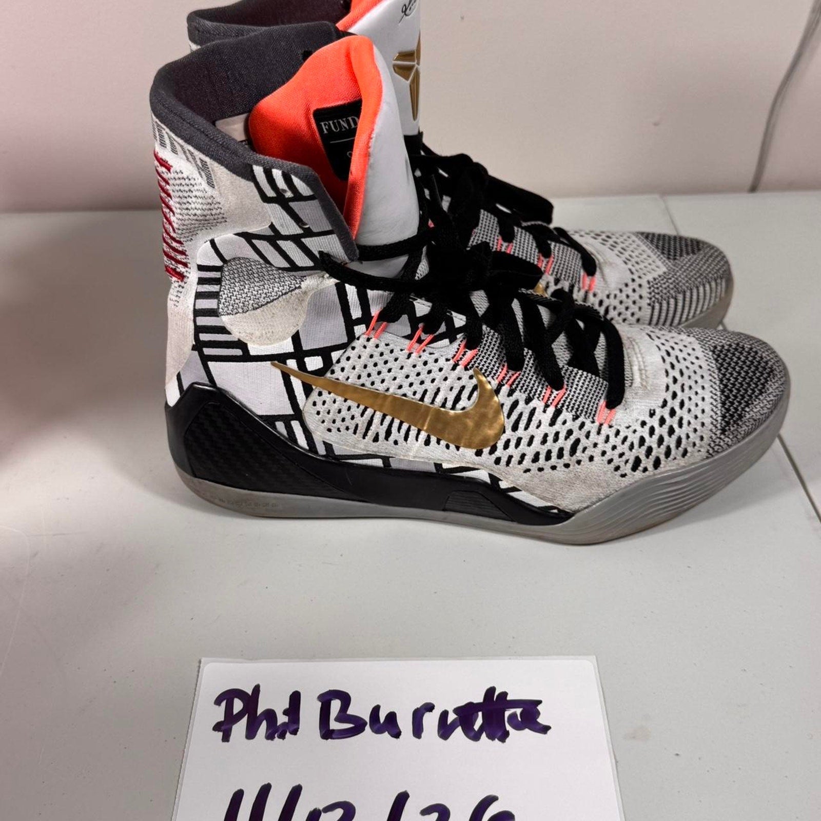 Nike Kobe 9 Elite Fundamentals White Gold Orange 2014 Mens Size 9 630847-100
