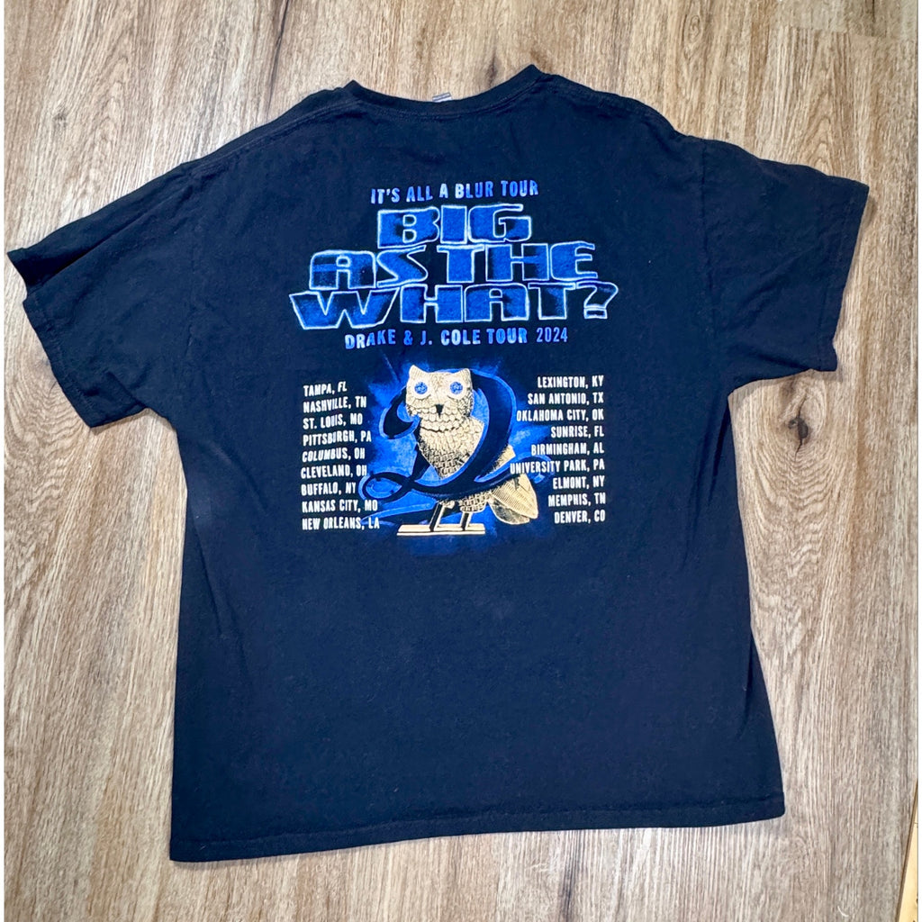 Drake J Cole It’s All A Blur Tour Big As The What 2024 Rap Tee Men’s XL Hip-Hop