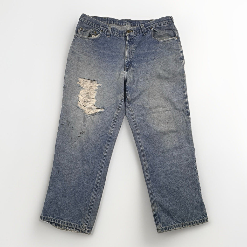 Carhartt B42 Relaxed Fit Jeans Mens 40x30 Distressed Workwear Denim Made Mexico