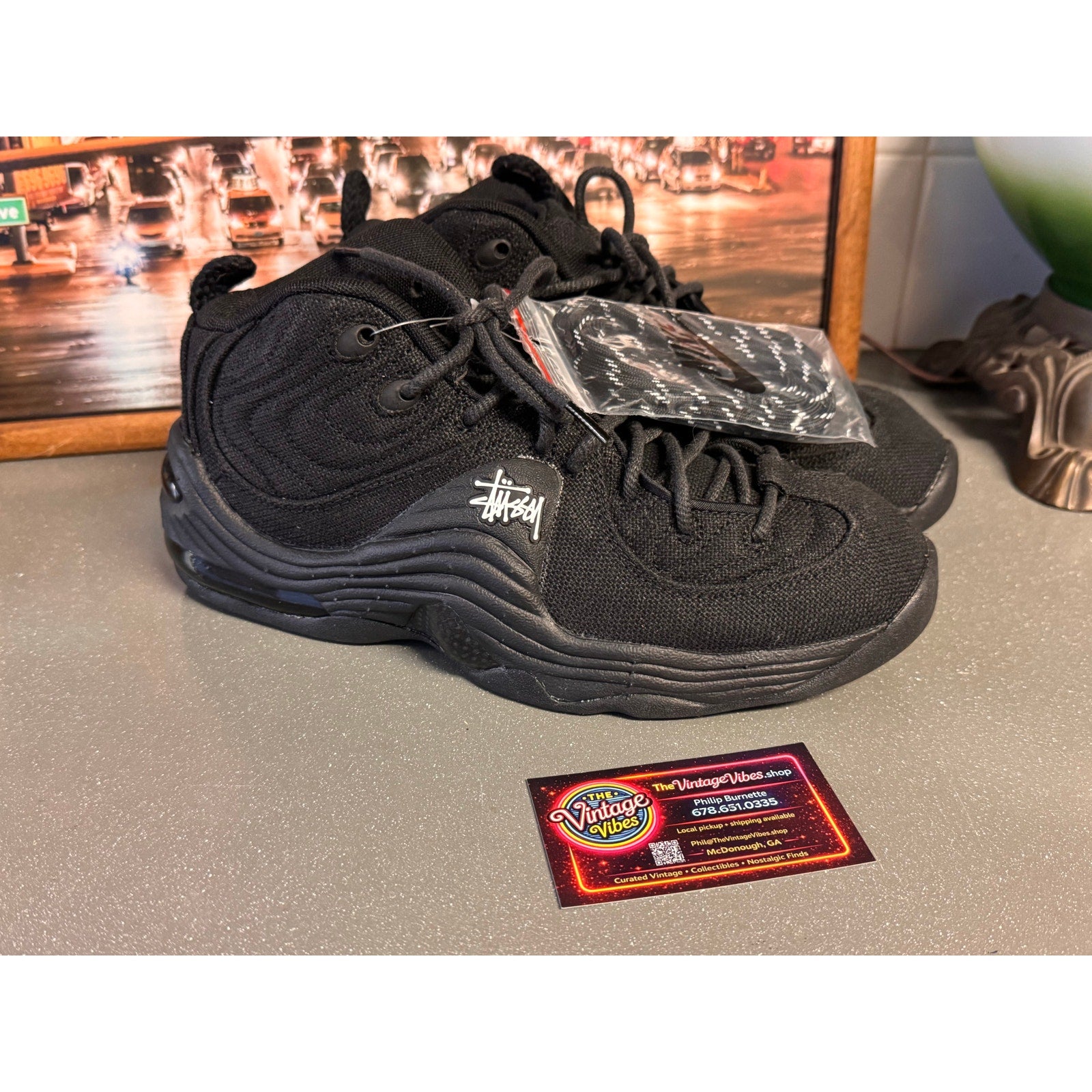 Nike X Stussy Air Penny 2 Black DQ5674001 Mens 7.5 Womens 9 Brand New Sealed