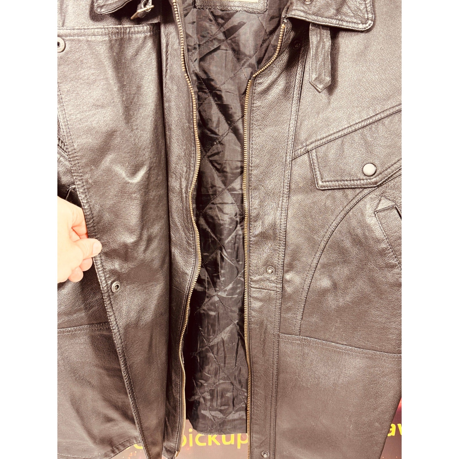 Vintage USA Made Wilda Genuine Leather Motorcycle Jacket Black Biker Cafe Racer Coat