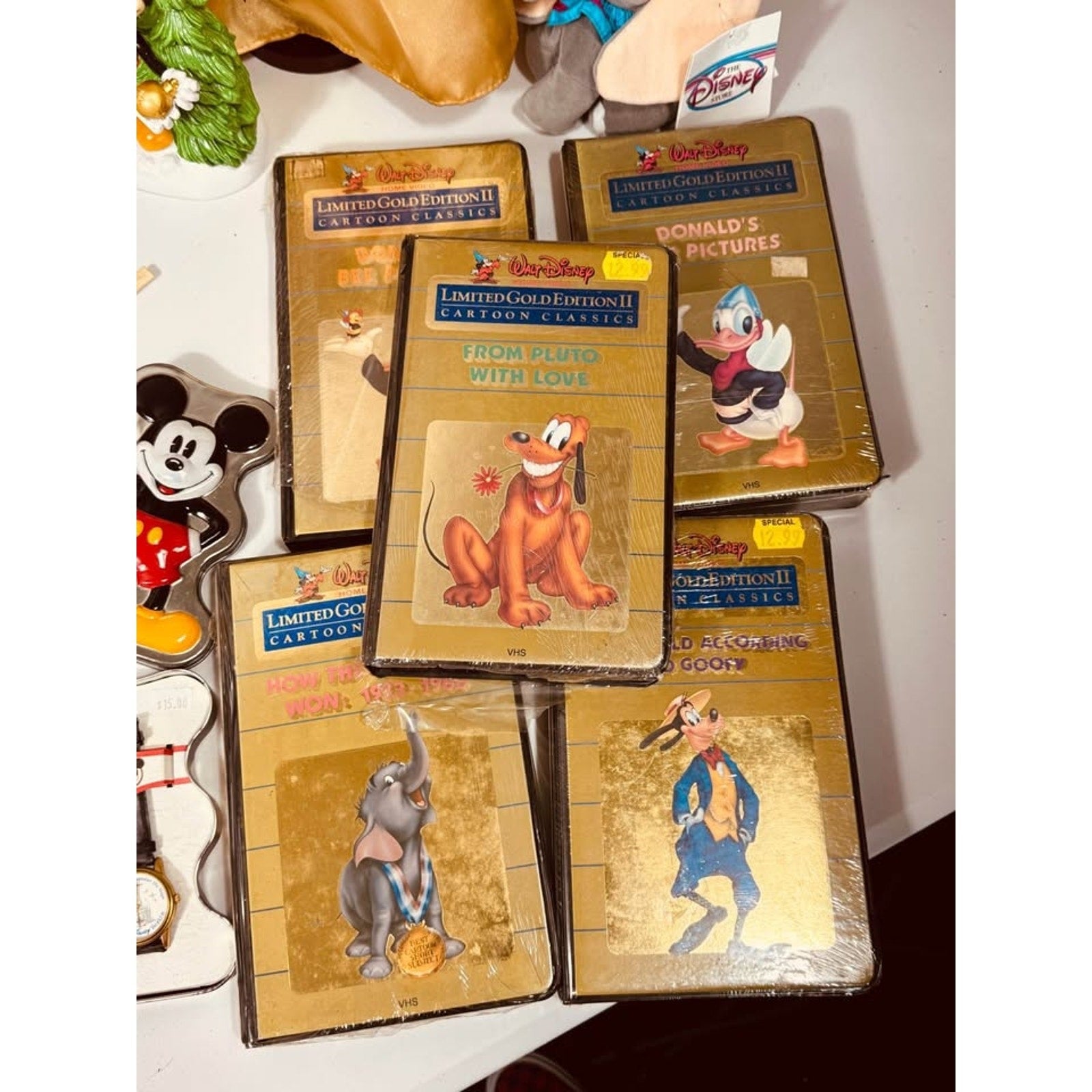 Vintage Disney Collectibles Mega Lot Mickey Mouse Watches Snow White VHS Vinyl