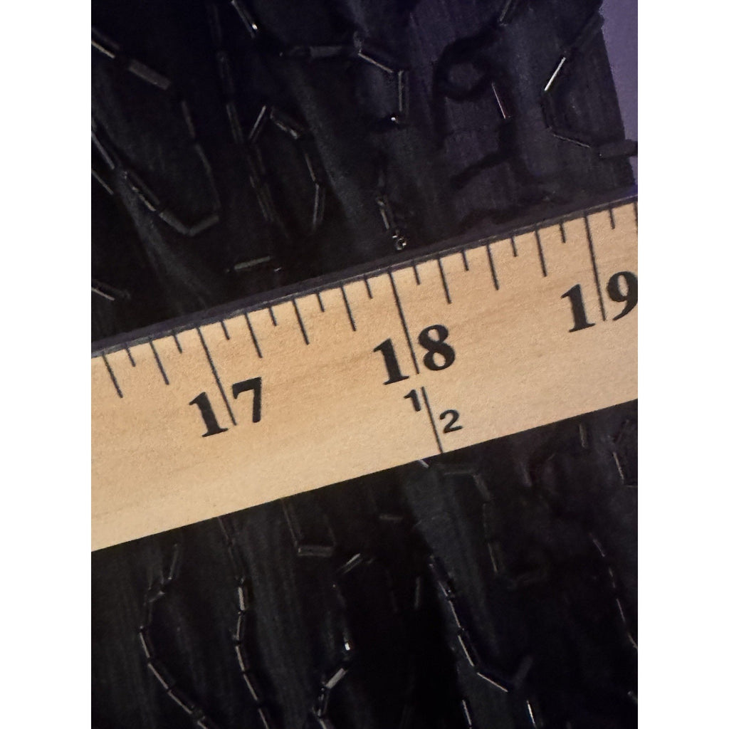 Vtg 1970-80s Jewel Queen 100% Pure Silk Black Gold Beaded Cocktail Dress Large