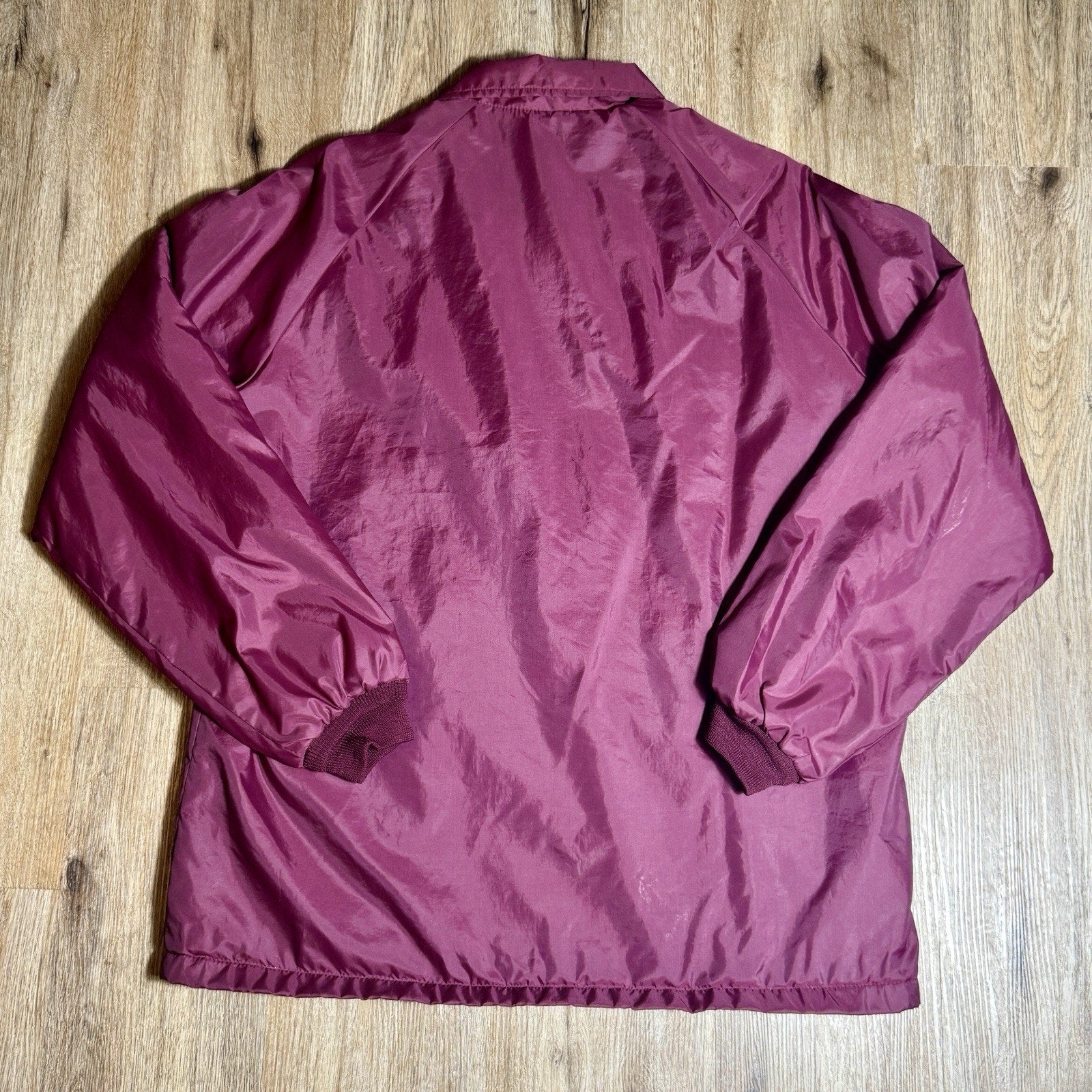 Vtg Weather Breaker Sherpa Lined Coach Jacket USA Burgundy Nylon Men’s L Tall