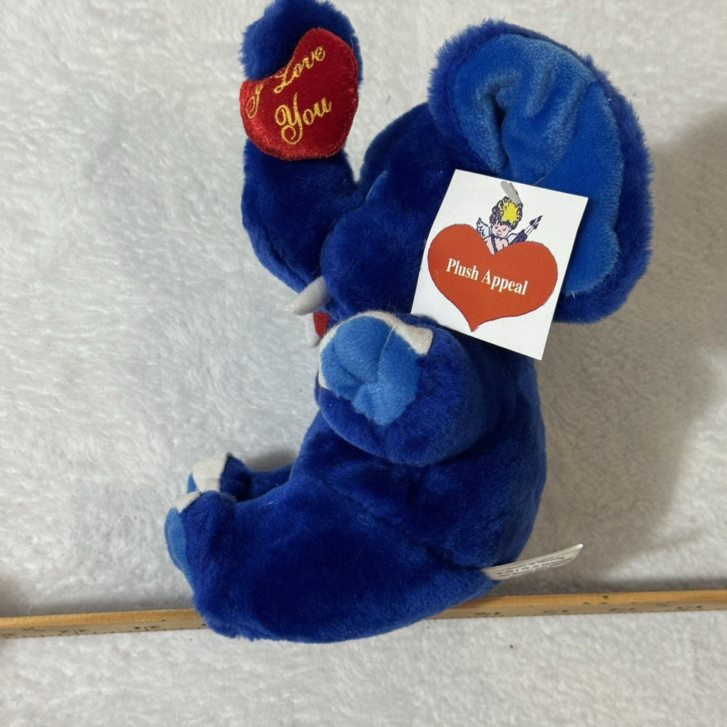Rare Plush Appeal Blue Elephant Plush Stuffed Animal I Love You Heart Vtg NWT