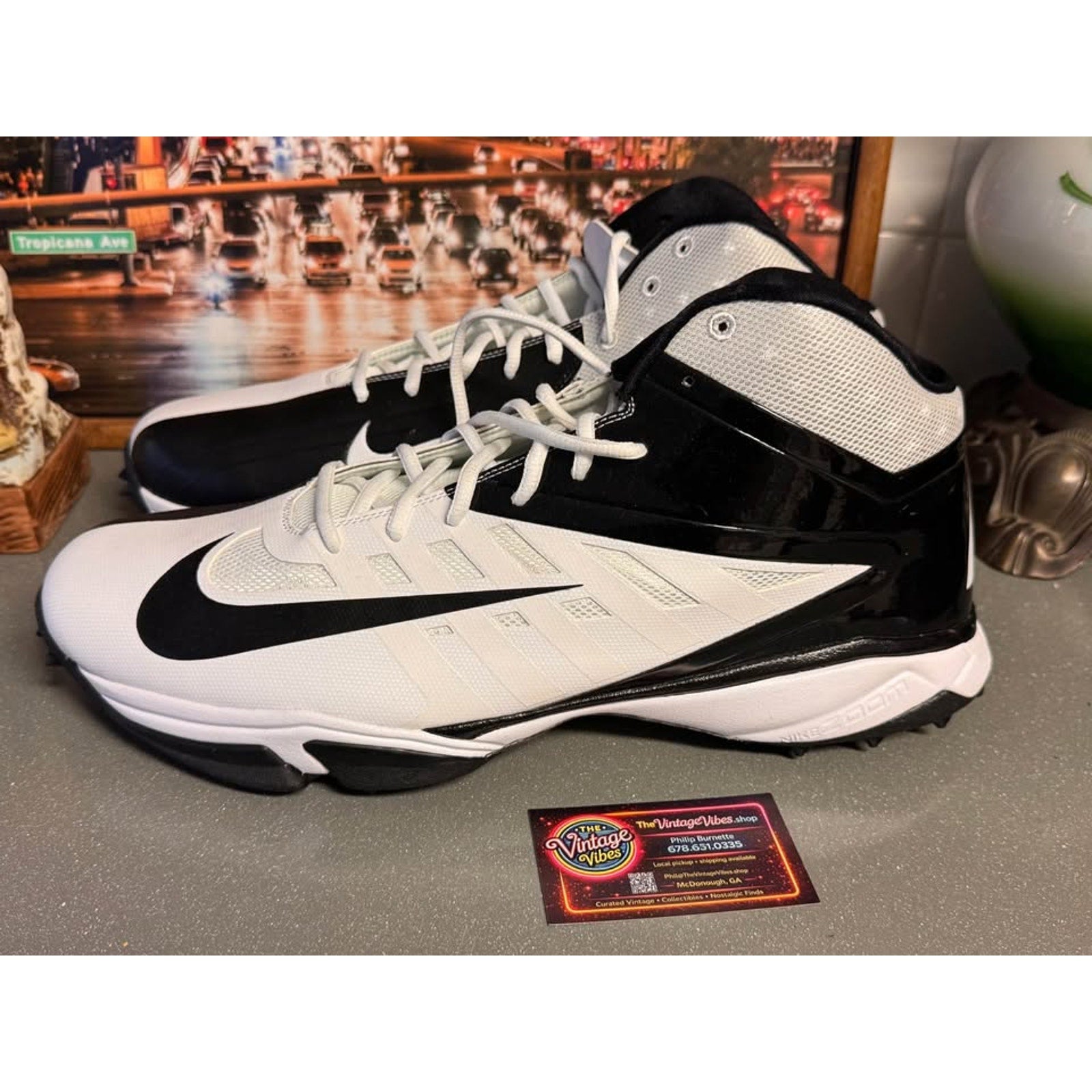 Nike Vapor Pro 3/4 Destroyer Turf Football Cleats White Black Mens 17 NWOB