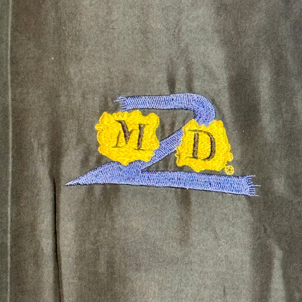 Vintage M2D Major Damage Silk Bomber Jacket Mens XL XXL Blue Black 90s Hip Hop
