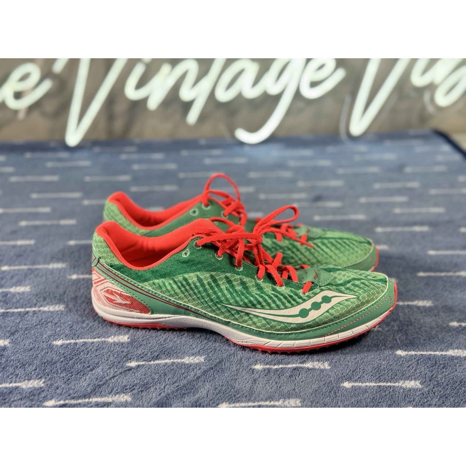 Saucony Endorphin Kilkenny XC5 Spike Women 10 Men 8.5 Green Red Aqua Vizi Coral