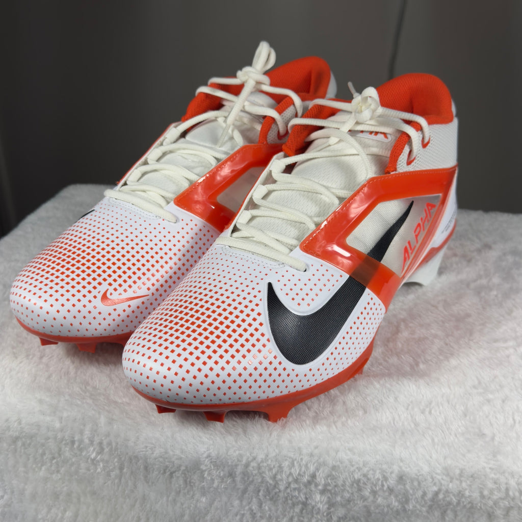 Nike Alpha Menace 4 Pro Football Cleats White Orange FZ7702-101 Sz 14.5
