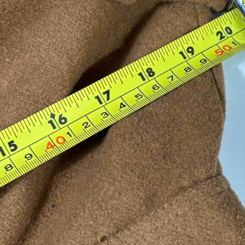 COOGI Wool Blend Toggle Duffle Coat Camel Brown Faux Fur Hood Womens Large 2012