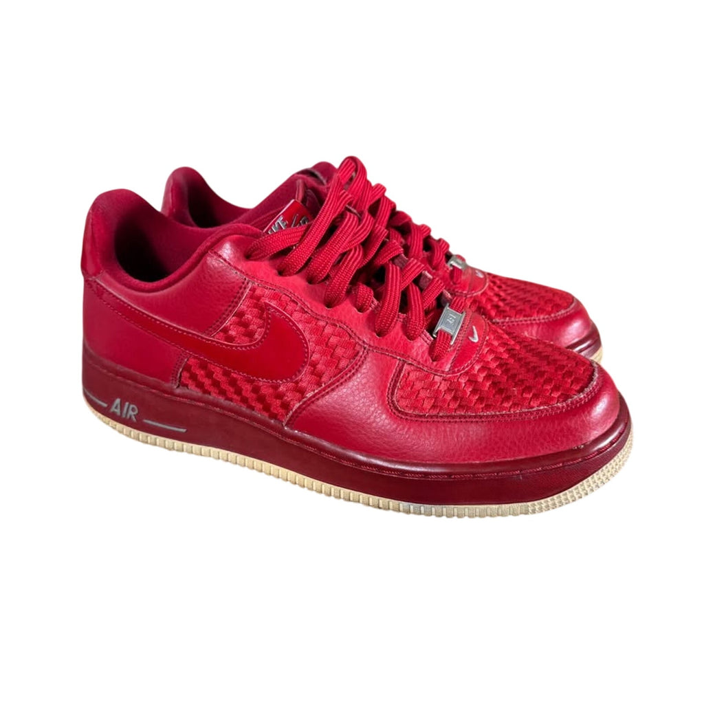 Nike Air Force 1 Low Red Woven Leather Sneakers Men’s 9.5 718152-605 2016