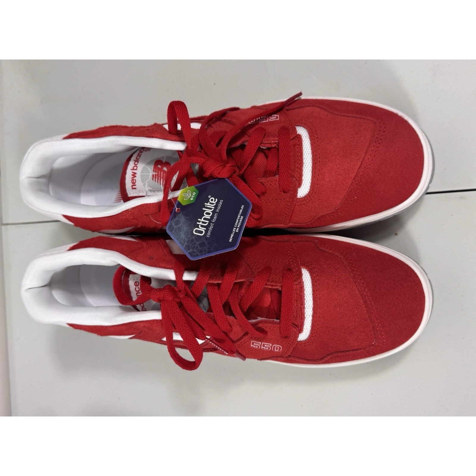New Balance 550 Suede Team Red BB550VND Men’s 11.5 Retro Low Basketball Sneaker