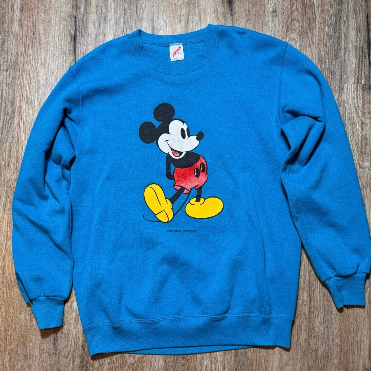 Vintage Mickey Mouse Sweatshirt XL USA Jerzees 90s Disney Crewneck Blue Graphic