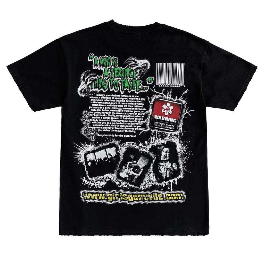Vtg Girls Gone Vile Zombie Outbreak Uncensored T Shirt XL Black Goth