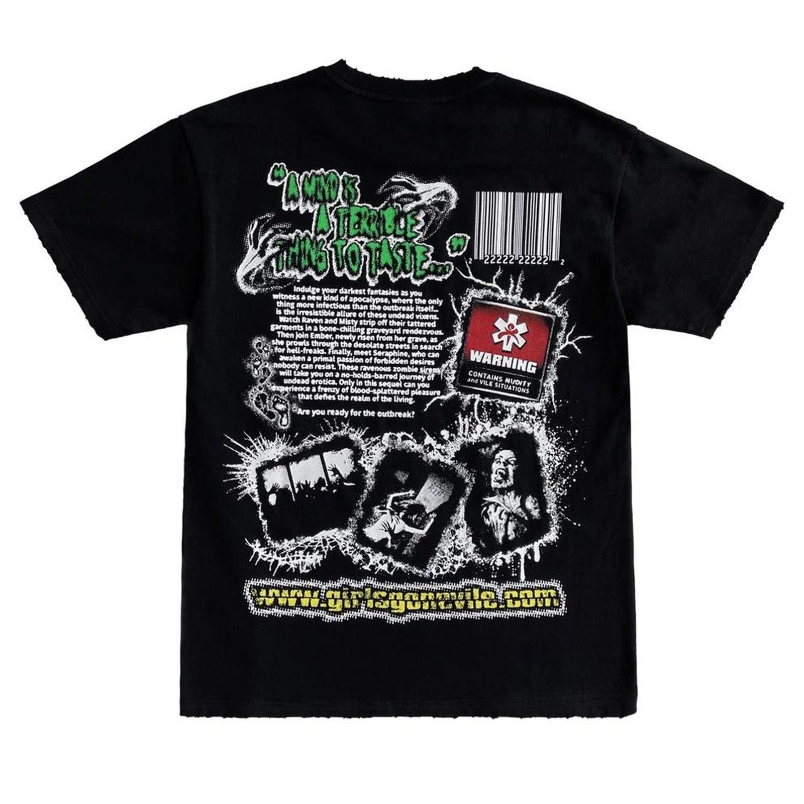 Vtg Girls Gone Vile Zombie Outbreak Uncensored T Shirt XL Black Goth