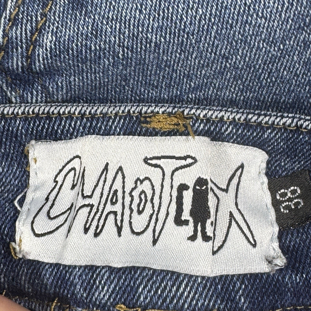 Rare Ghost Supply x Chaotix Studios 1 of 1 Reworked Alien Face Denim Jeans 32x27