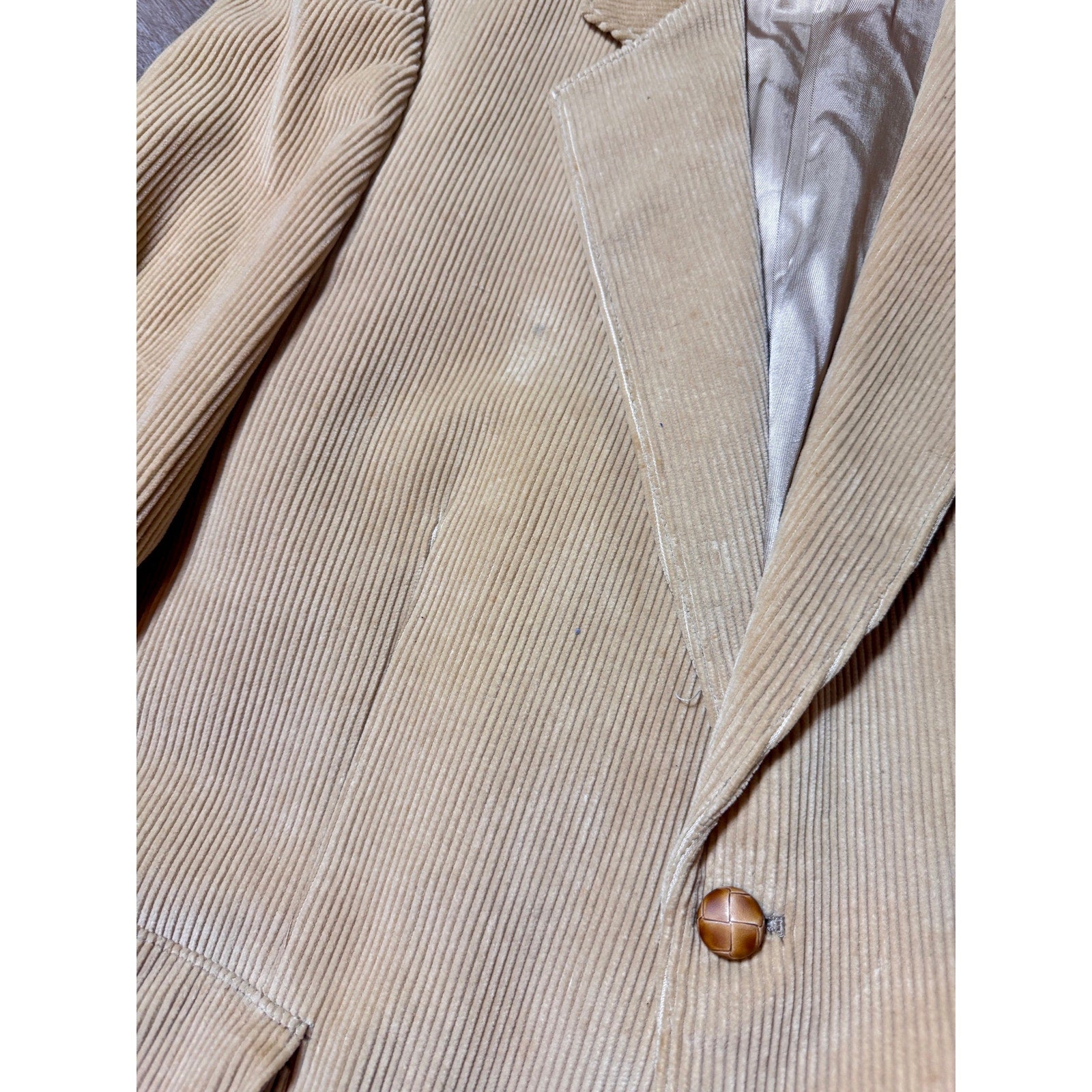 Vintage Sergio Valente 80s 90s Corduroy Blazer Sport Coat Tan Beige 42R
