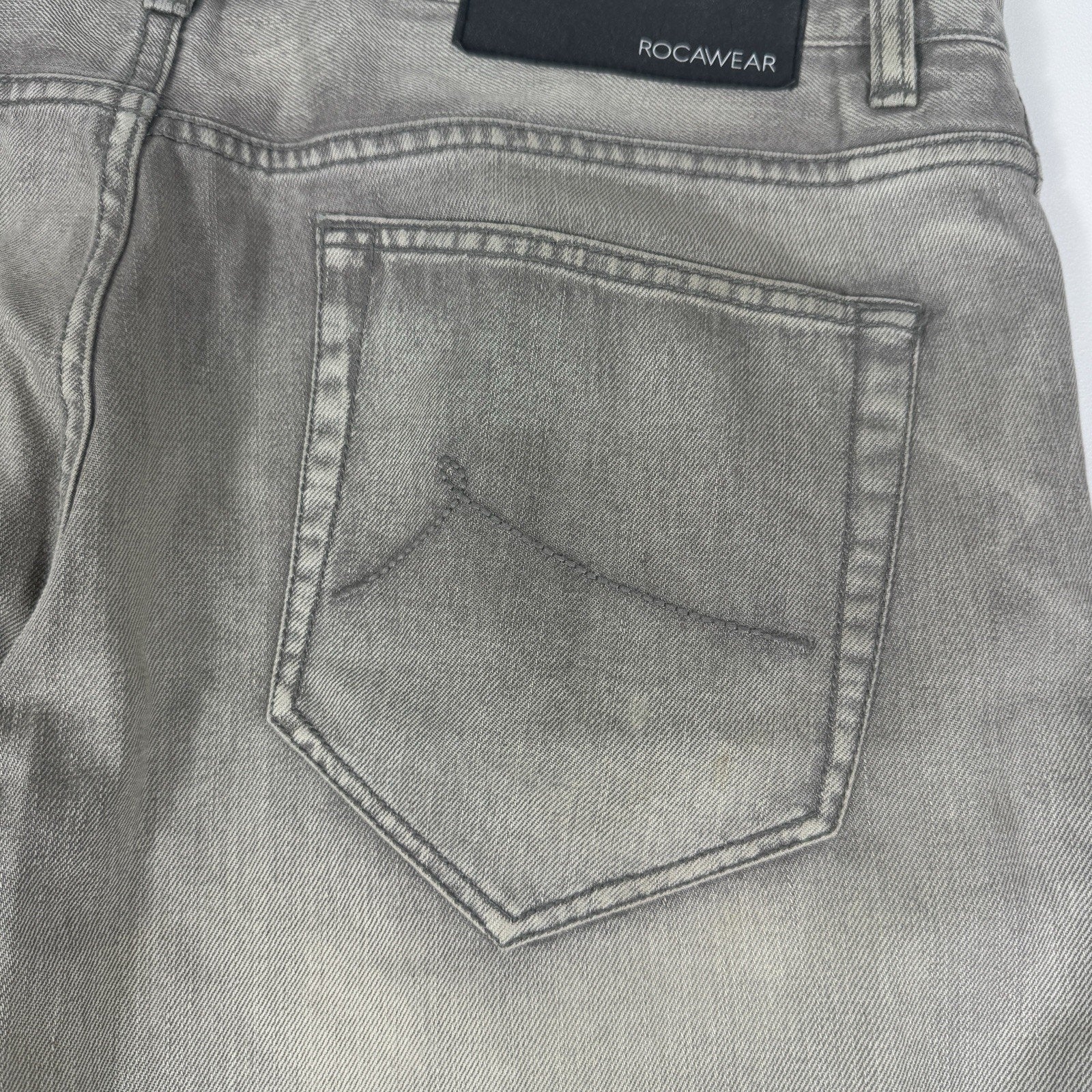 Rocawear Straight Fit Gray Wash Jeans Mens 38 x 33 Y2K Hip Hop Denim Pants