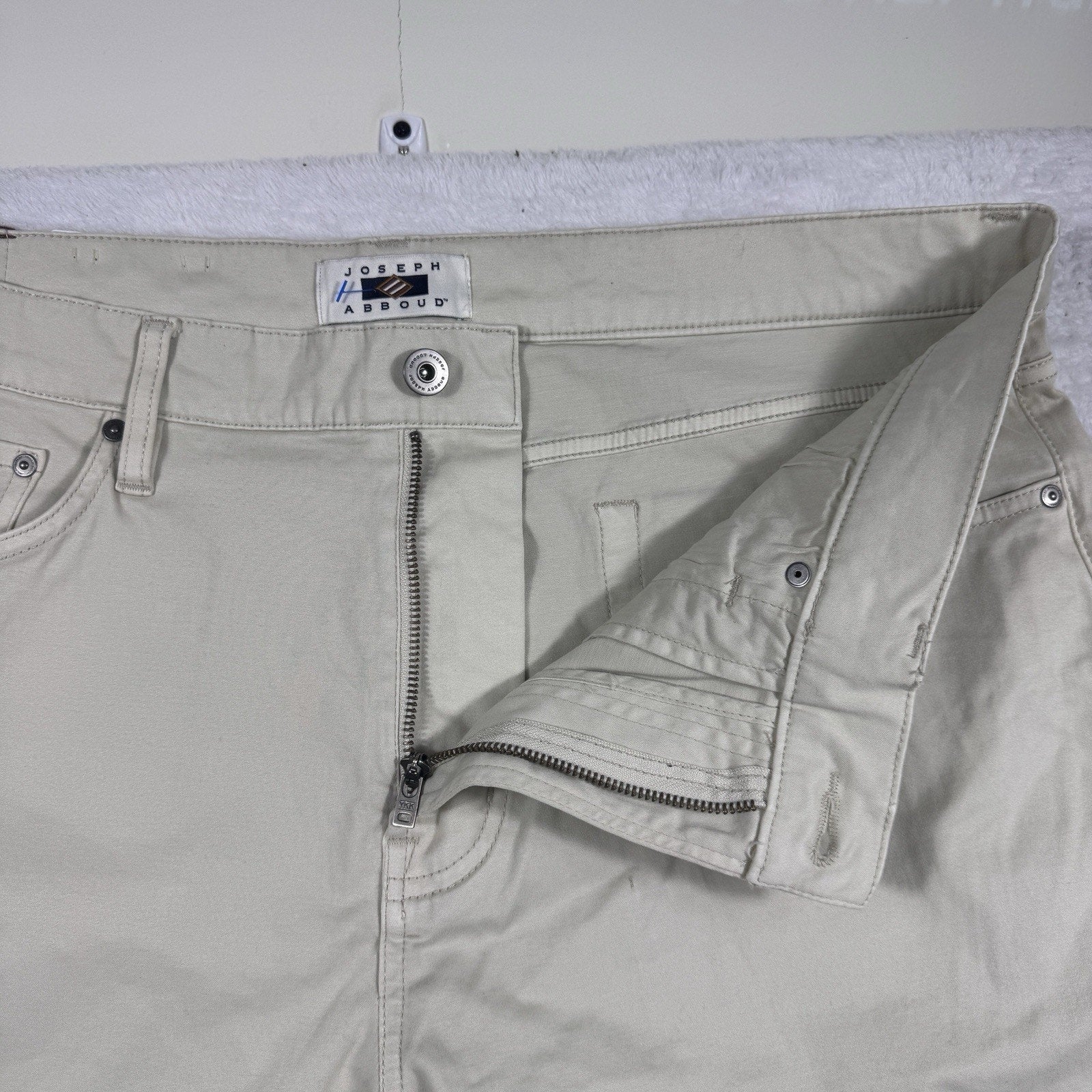 Joseph Abboud Classic Fit Sateen Pants Men’s 40 x 30 Cotton Stretch Stone Beige