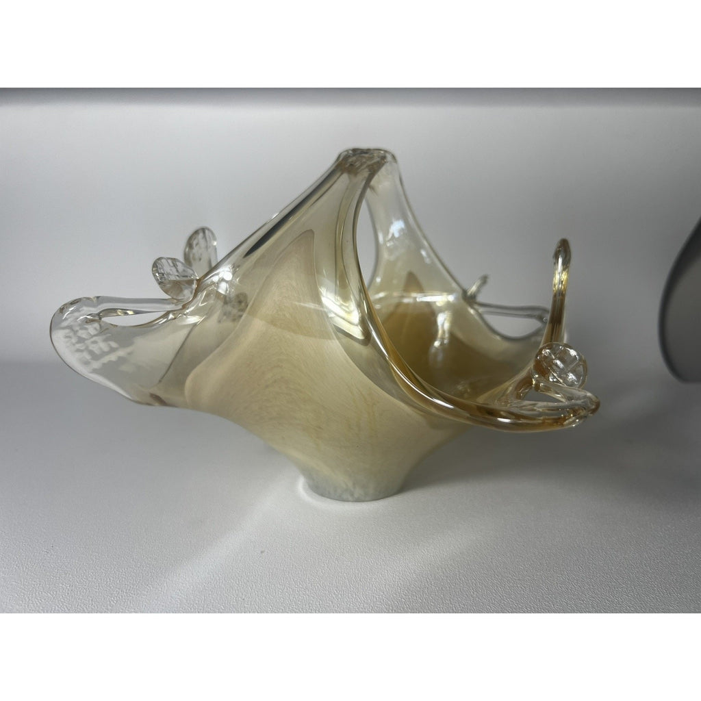 Lavorazione Arte Murano Glass Bowl made in Italy, Amber And gold