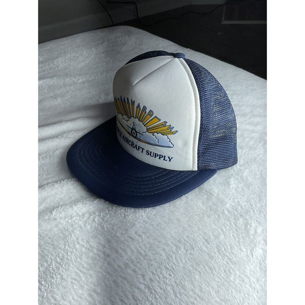 Vintage Lance Aircraft Supply Trucker Hat Jet Blue Foam AT6 Harvard SNJ AIRPLANE